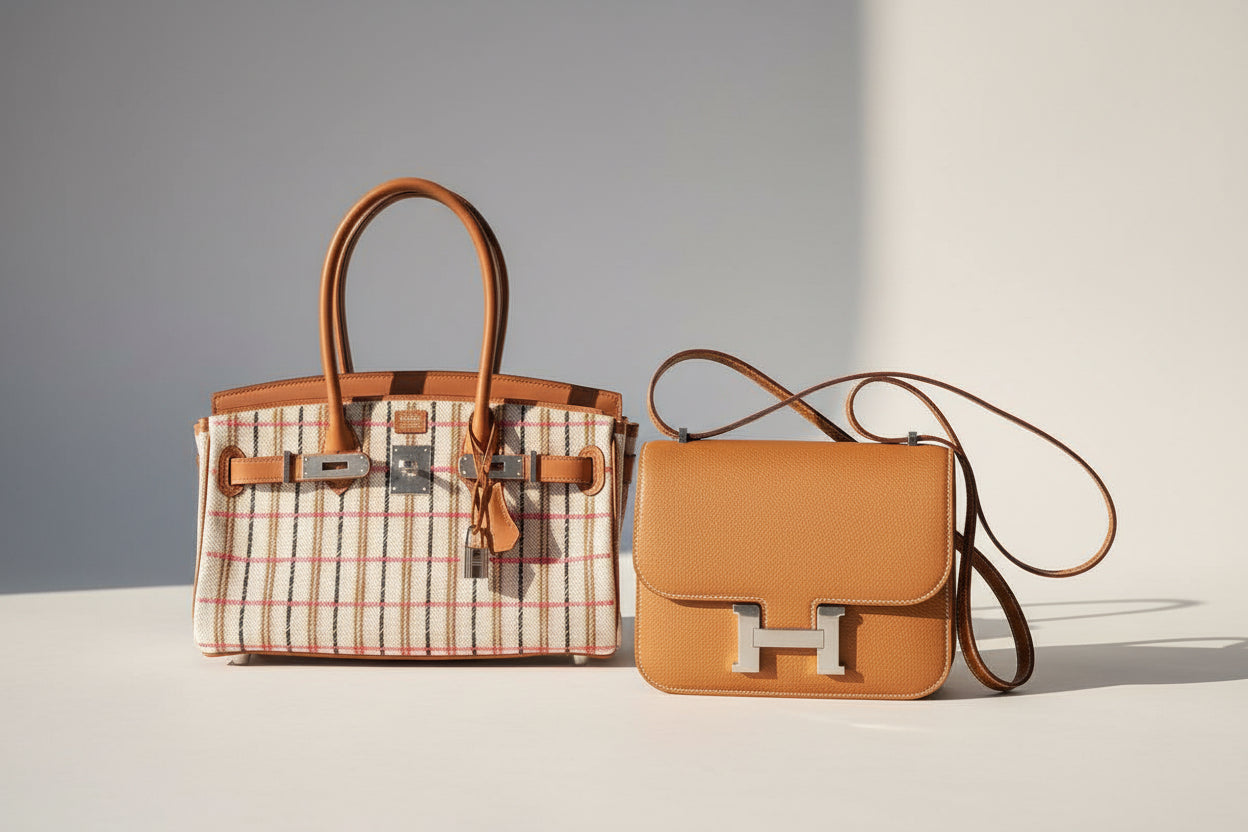 Hermès Birkin Shoulder 29 Light Gold Evercolor Embroidered Toile Palladium Hardware