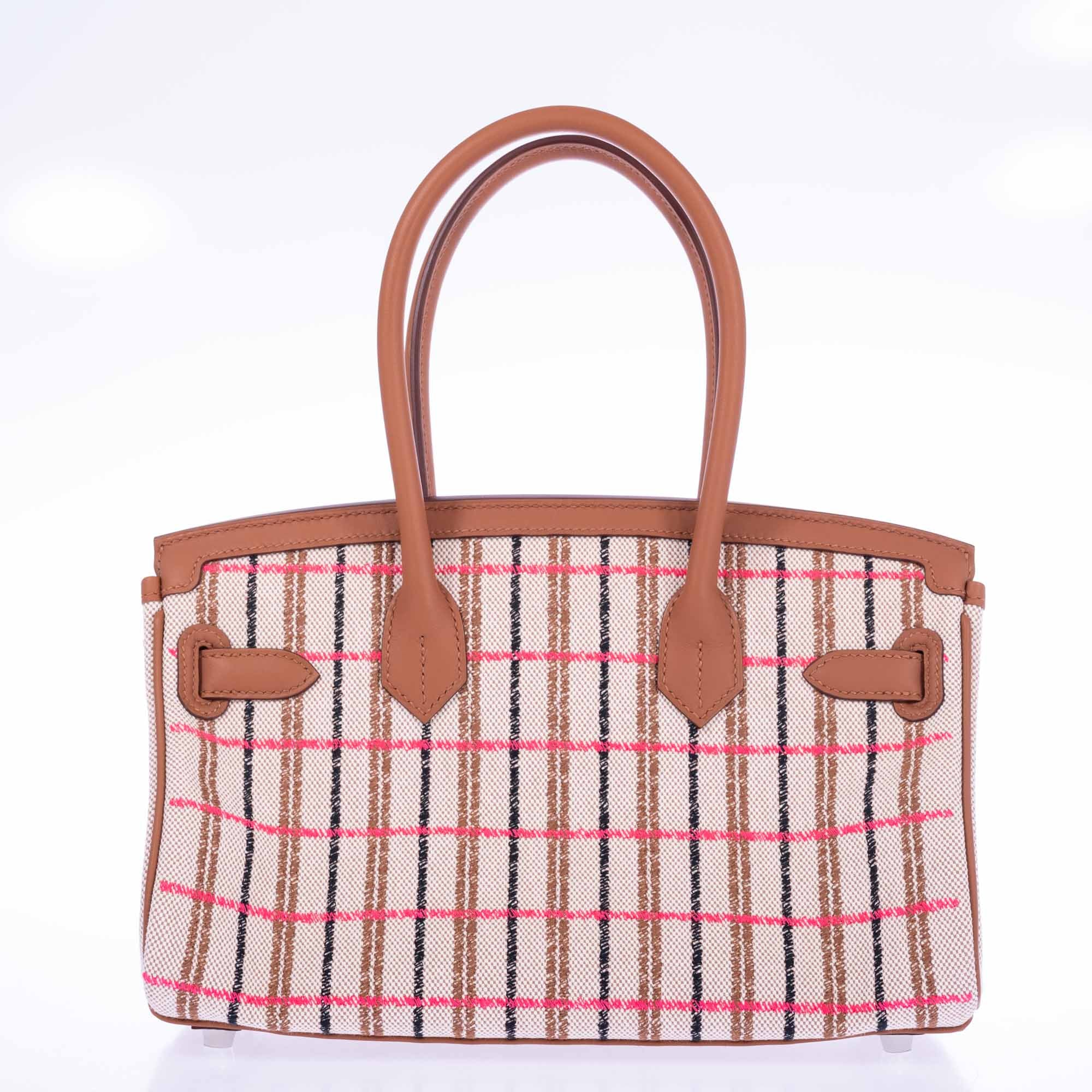 Hermès Birkin Shoulder 29 Light Gold Evercolor Embroidered Toile Palladium Hardware