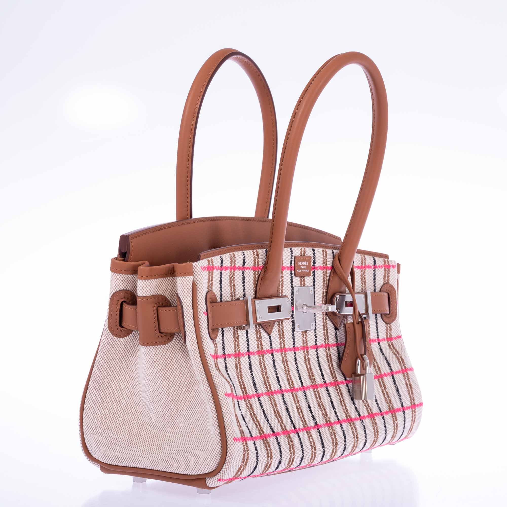 Hermès Birkin Shoulder Light 29 in Gold Evercolor and Embroidered Rose Pop, Black, Gold Toile Palladium Hardware