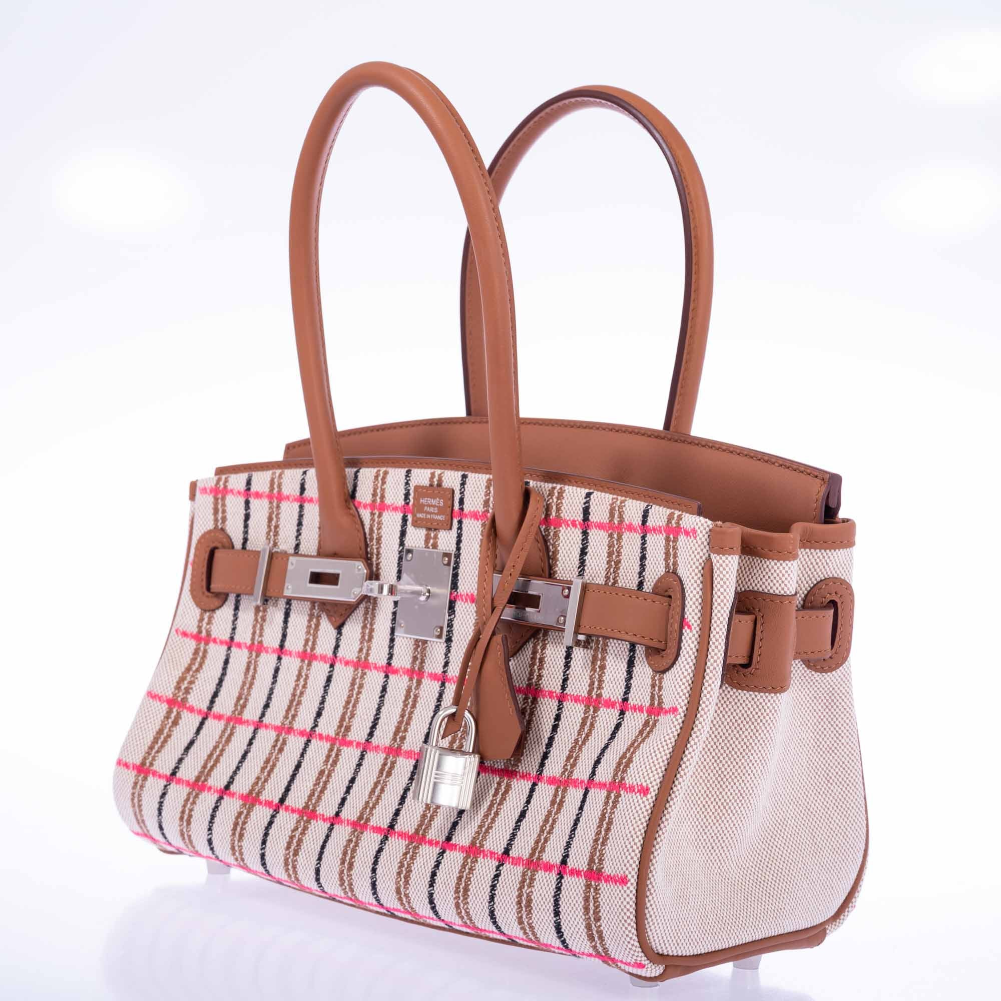 Hermès Birkin Shoulder Light 29 in Gold Evercolor and Embroidered Rose Pop, Black, Gold Toile Palladium Hardware