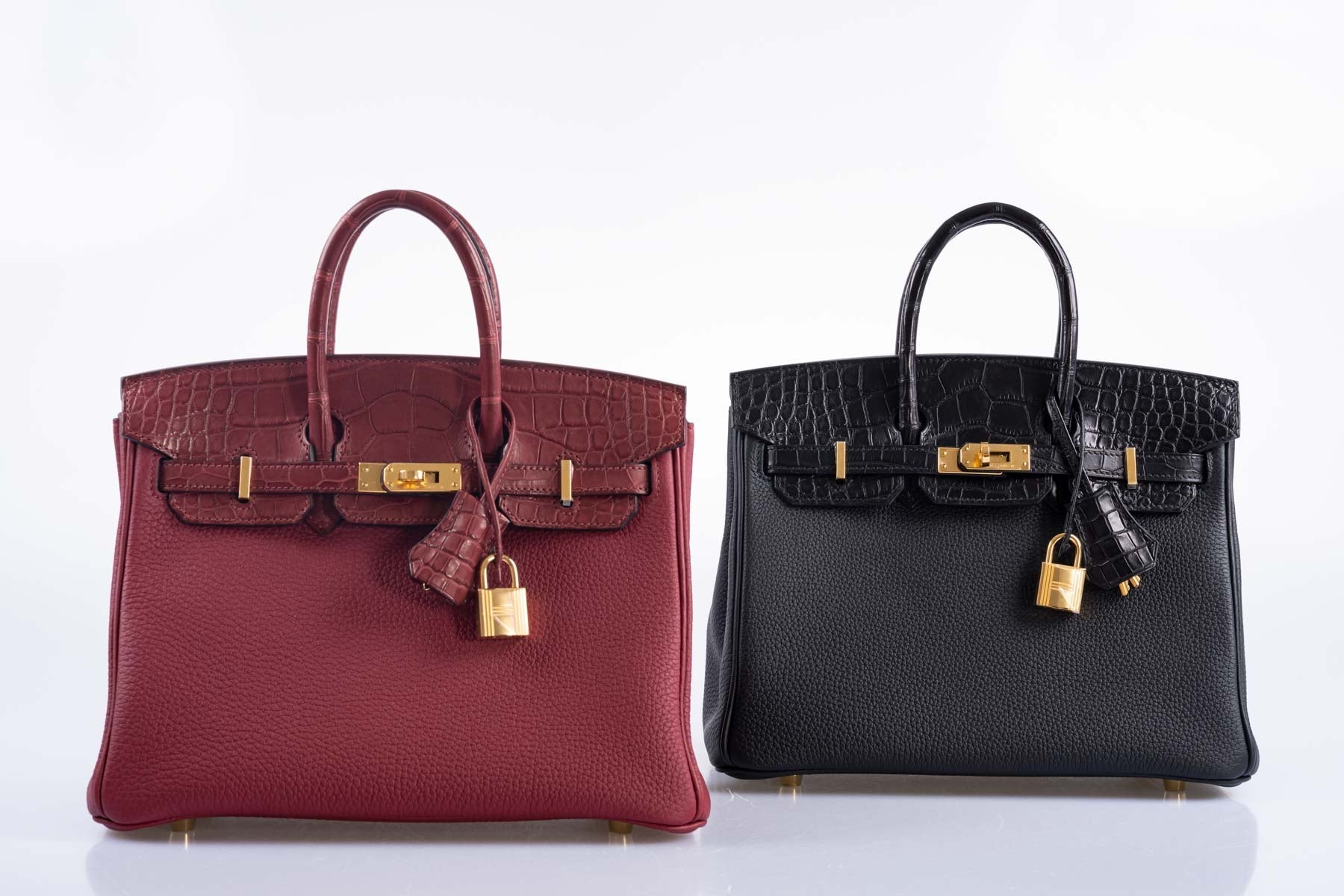 Hermès Birkin Touch 25 Rouge Grenat Matte Alligator and Togo Gold Hardware