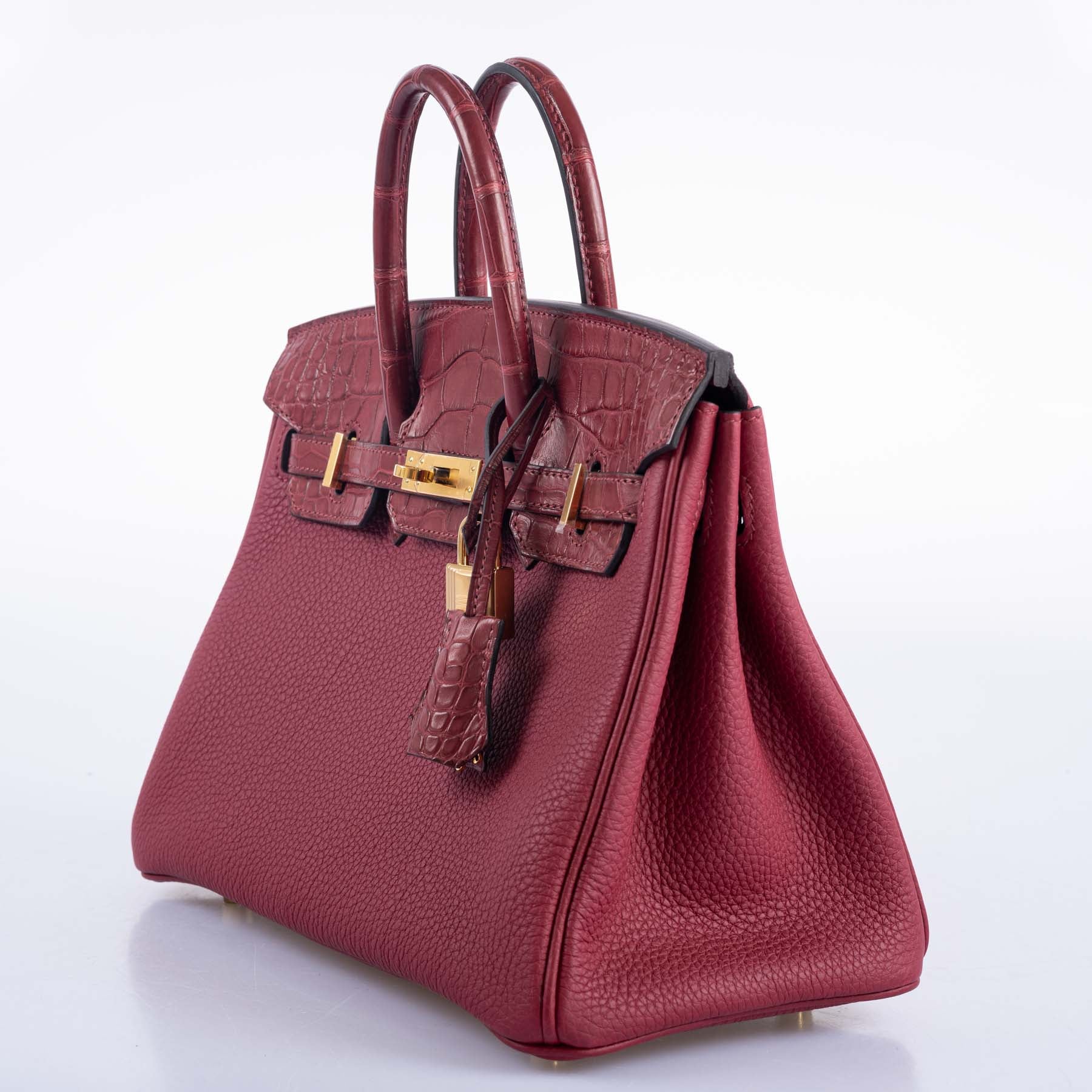 Hermès Birkin Touch 25 Rouge Grenat Matte Alligator and Togo Gold Hardware