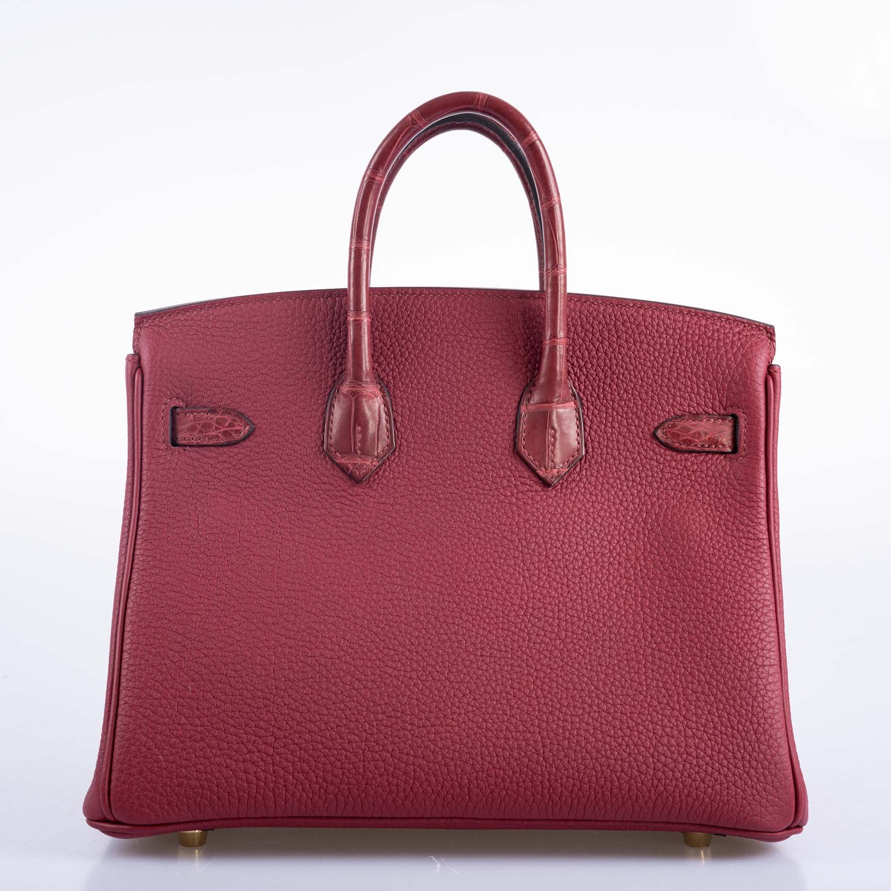 Hermès Birkin Touch 25 Rouge Grenat Matte Alligator and Togo Gold Hardware