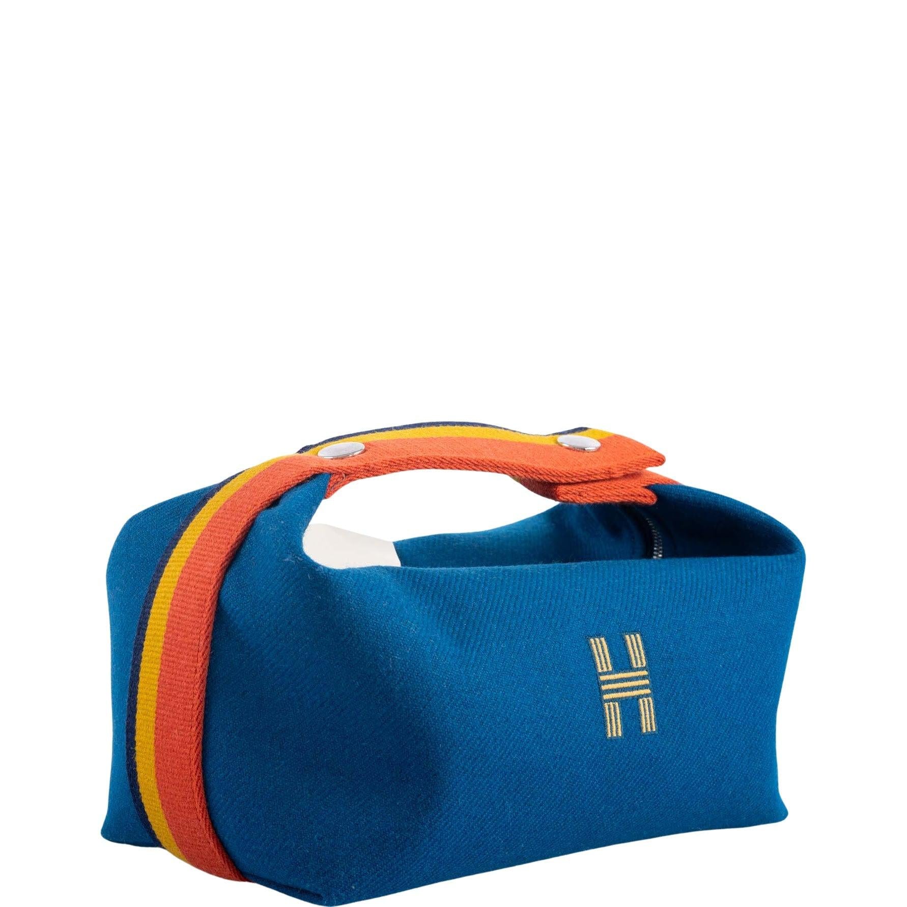 Hermès Bride-a-Brac Blue Paon Wool Rocabar PM Vanity Case