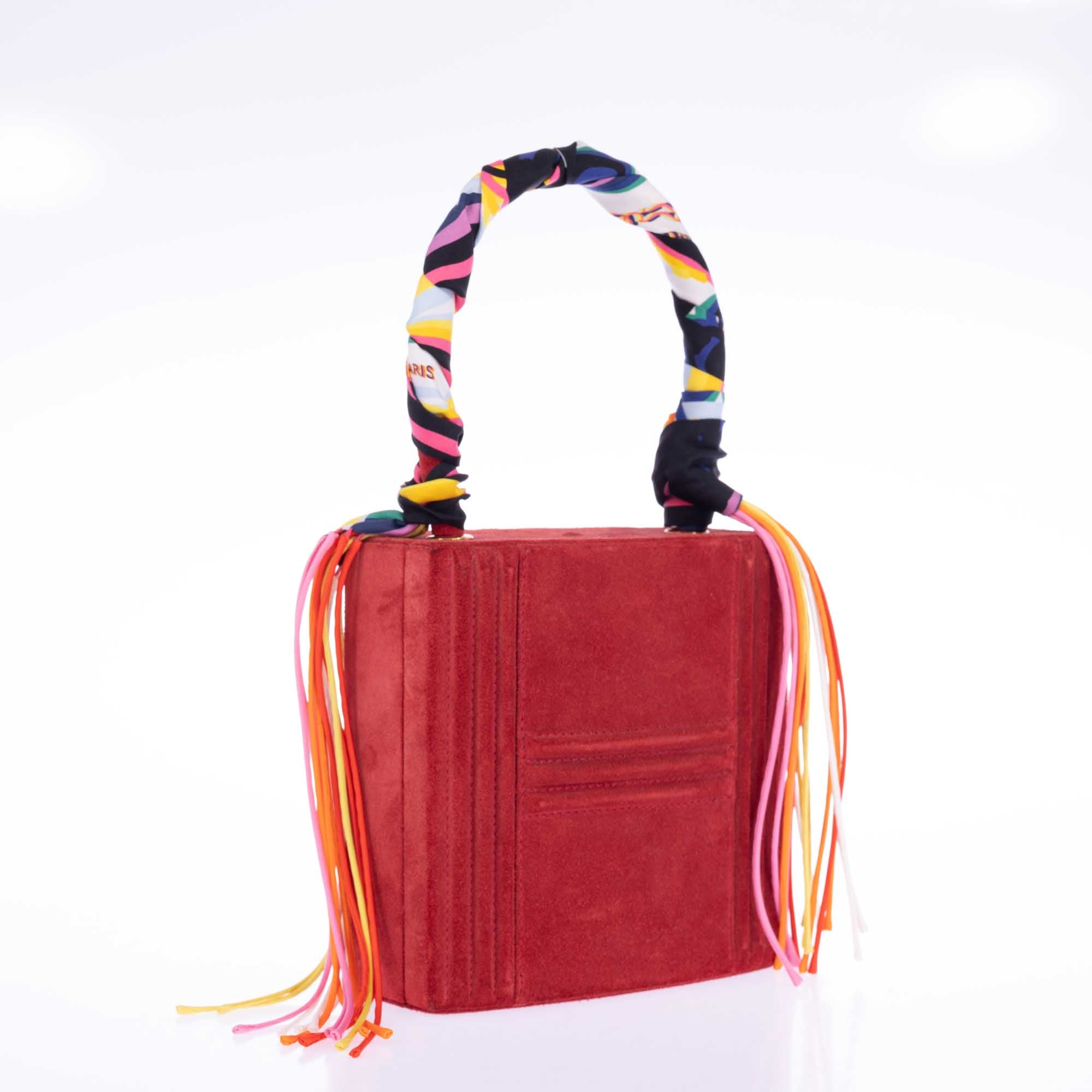 Hermès Cadena Bag Rouge Veau Doblis Suede Gold Hardware