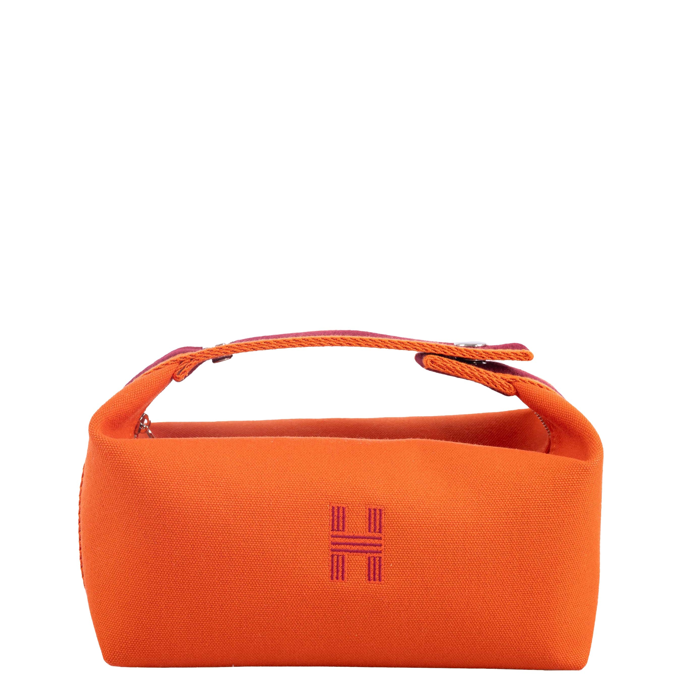 Hermès Canvas Small Bride-A-Brac Pouch in Orange and Burgundy