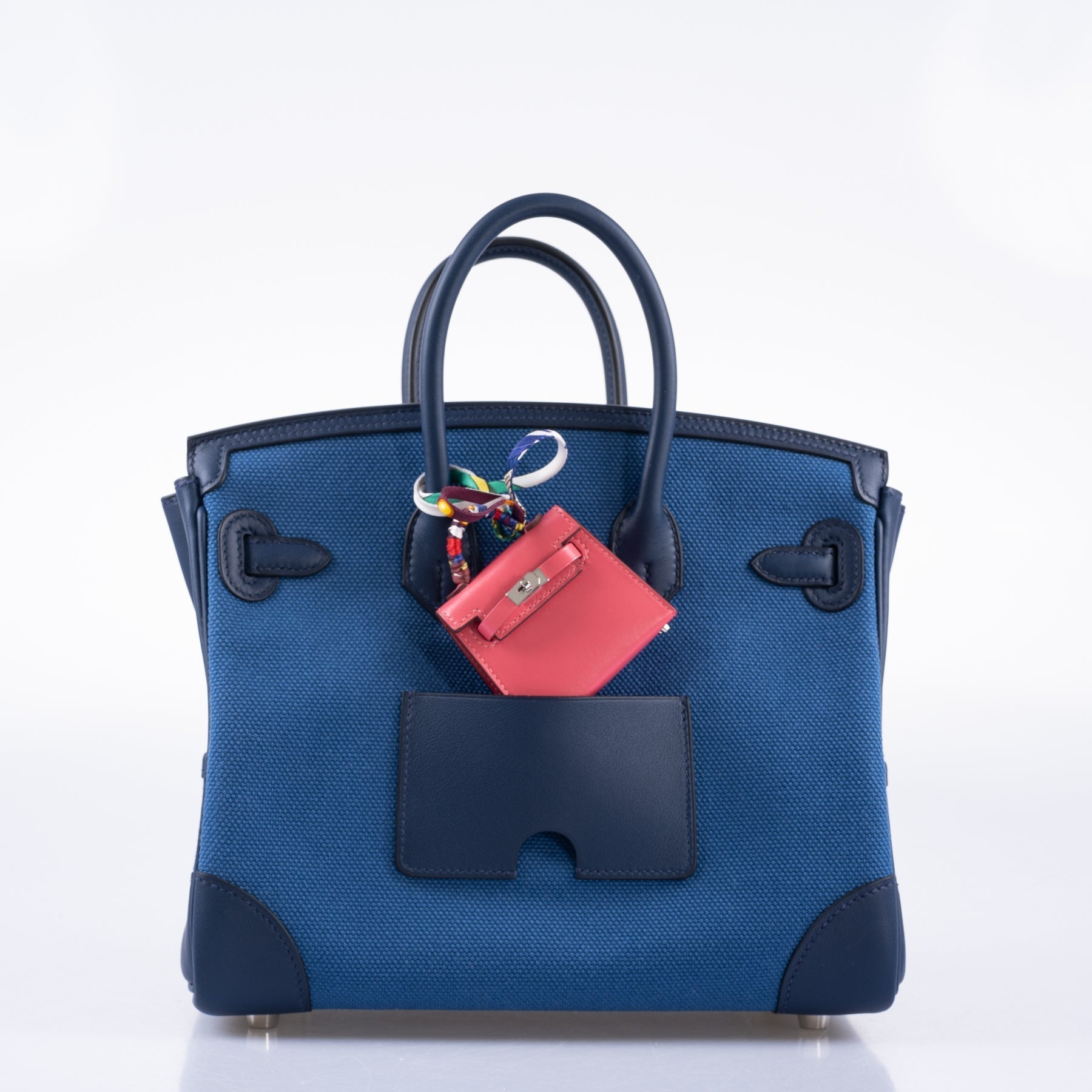 Hermès Cargo Birkin 25 Blue Egee Toile Goeland & Navy Swift Palladium Hardware