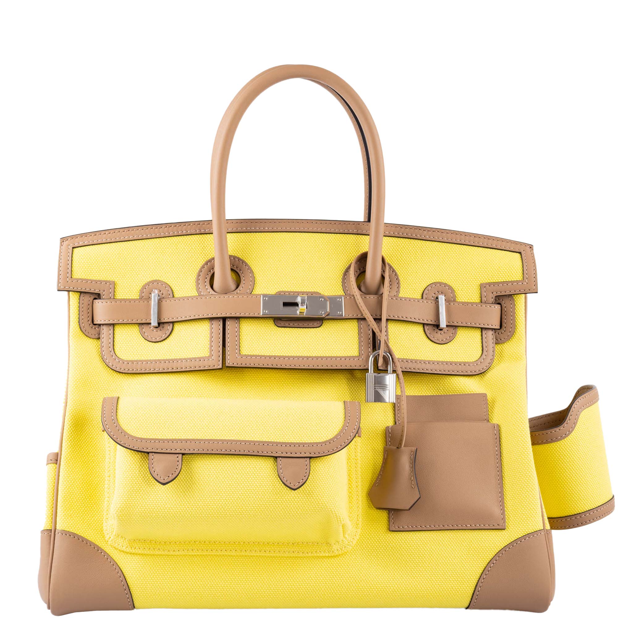 Hermès Cargo Birkin 35 Chai Swift and Jaune Citron Toile Goeland Palladium Hardware