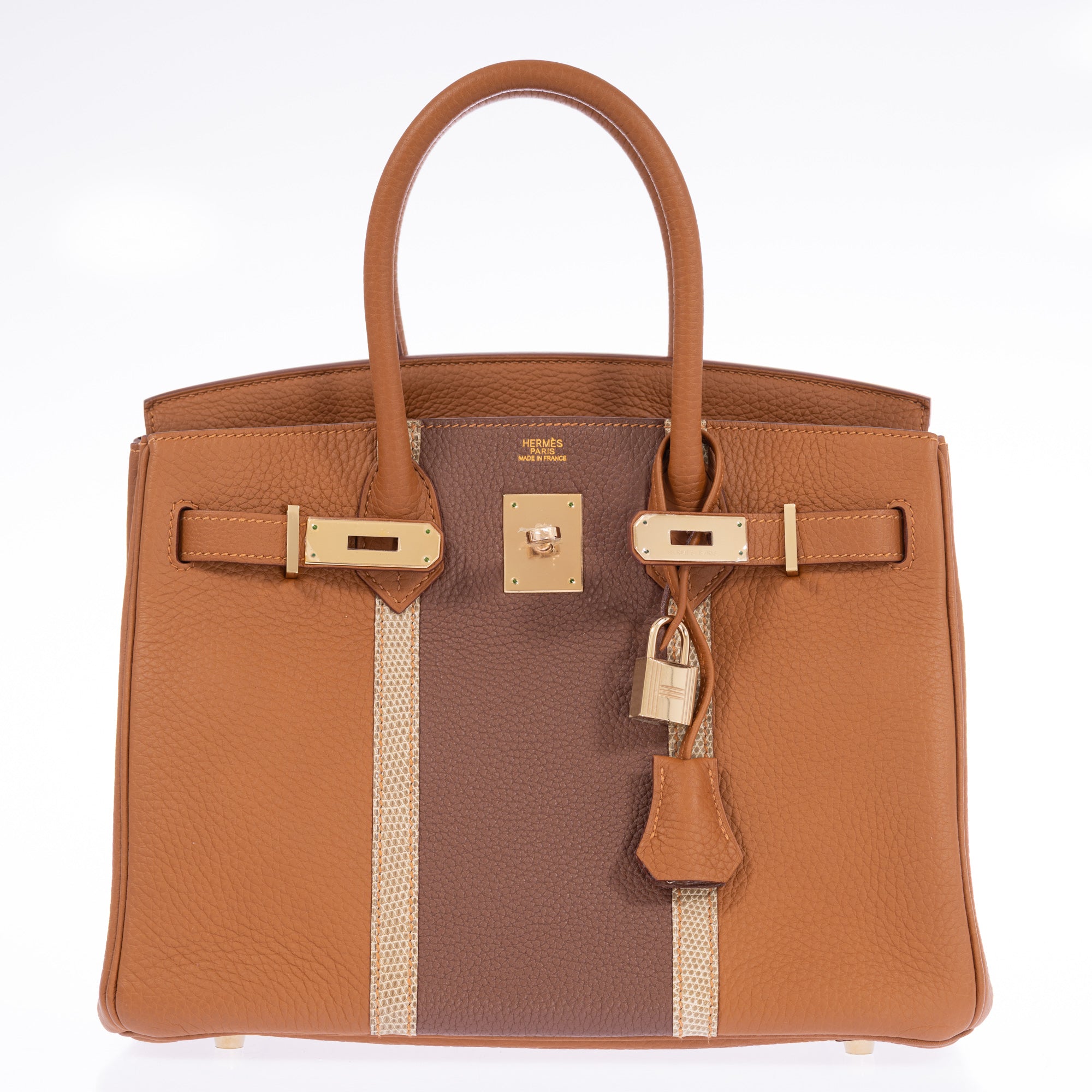 Hermès Club Birkin 30 Gold Clémence Marron d'Inde Ficelle Lizard Permabrass Hardware
