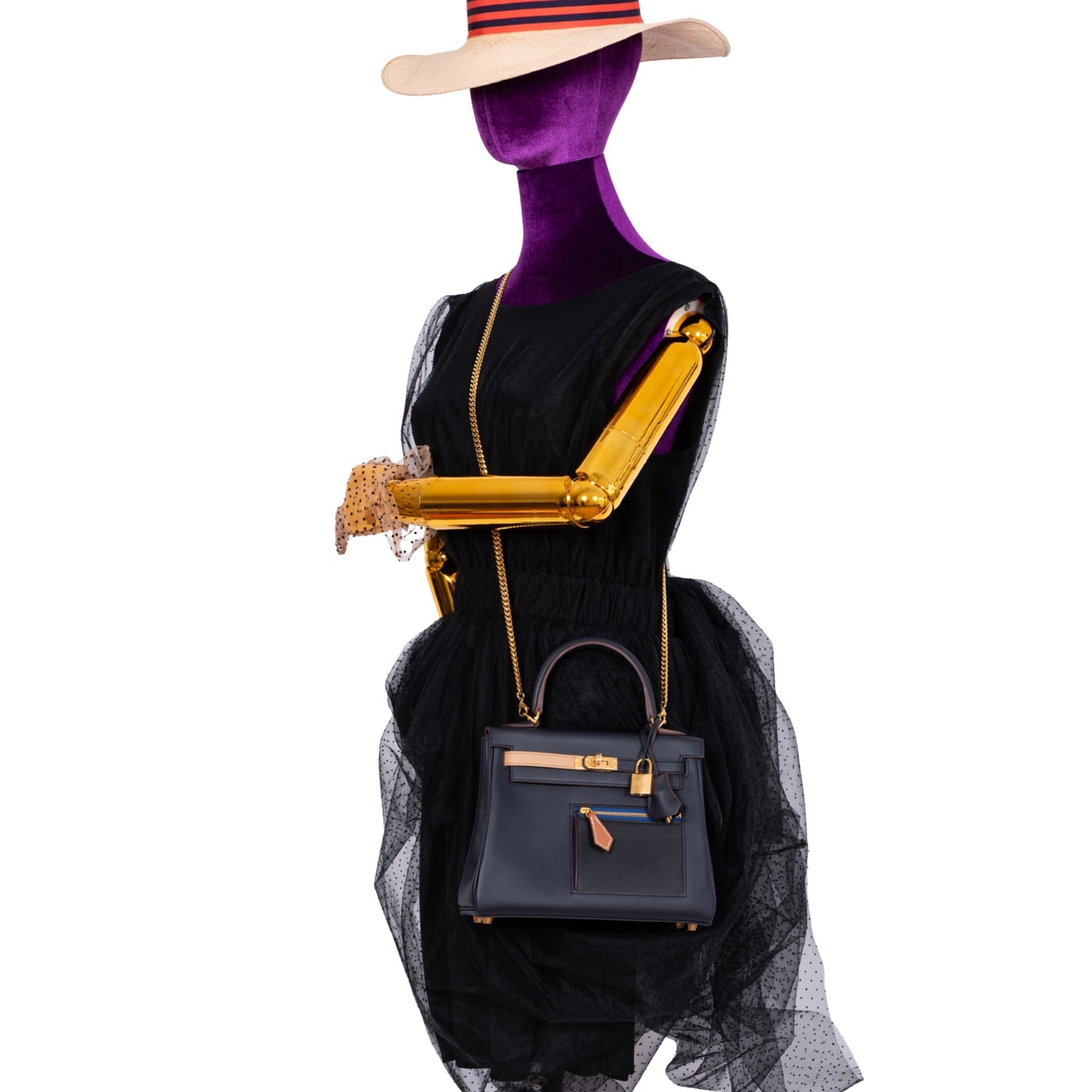 Hermès Colormatic Kelly 25 Retourne Bleu Nuit Gold Hardware