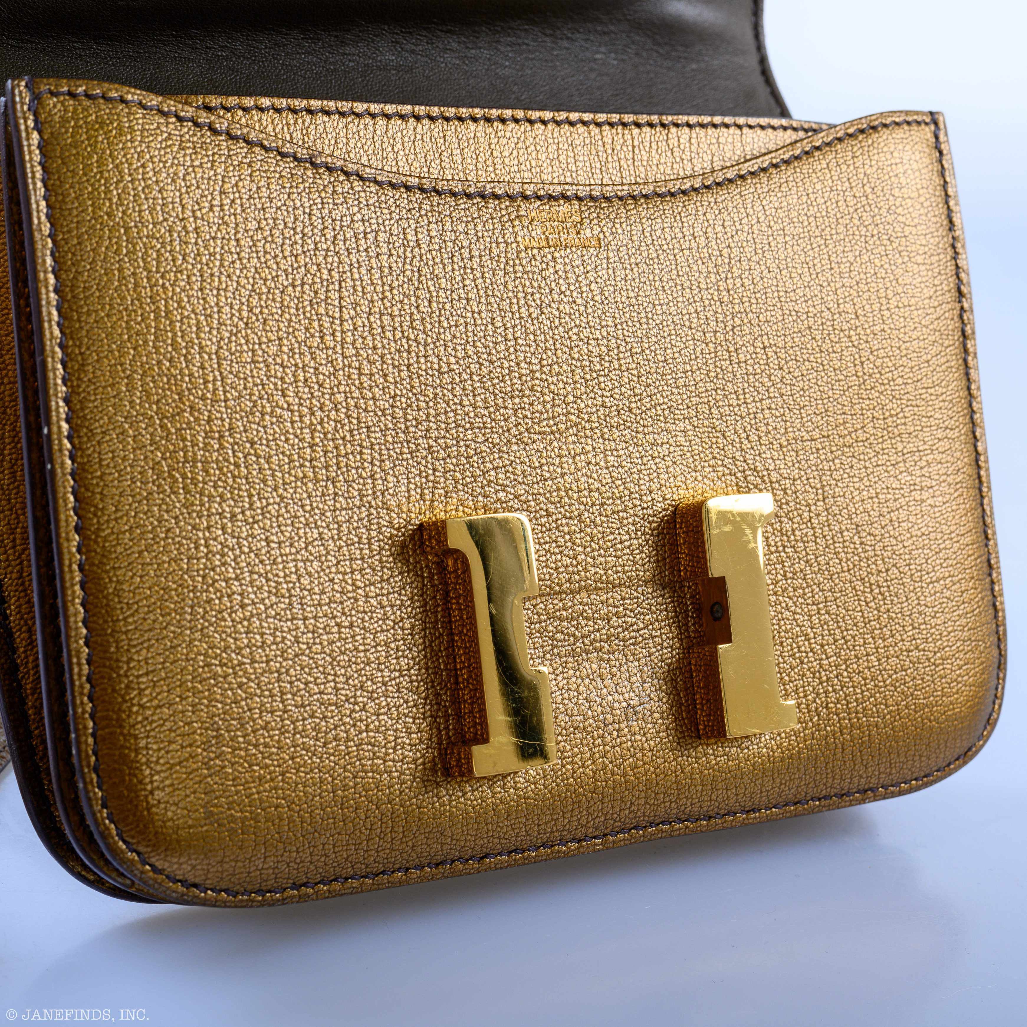 Hermès Constance 18 Gold Metallic Chevre Gold Hardware