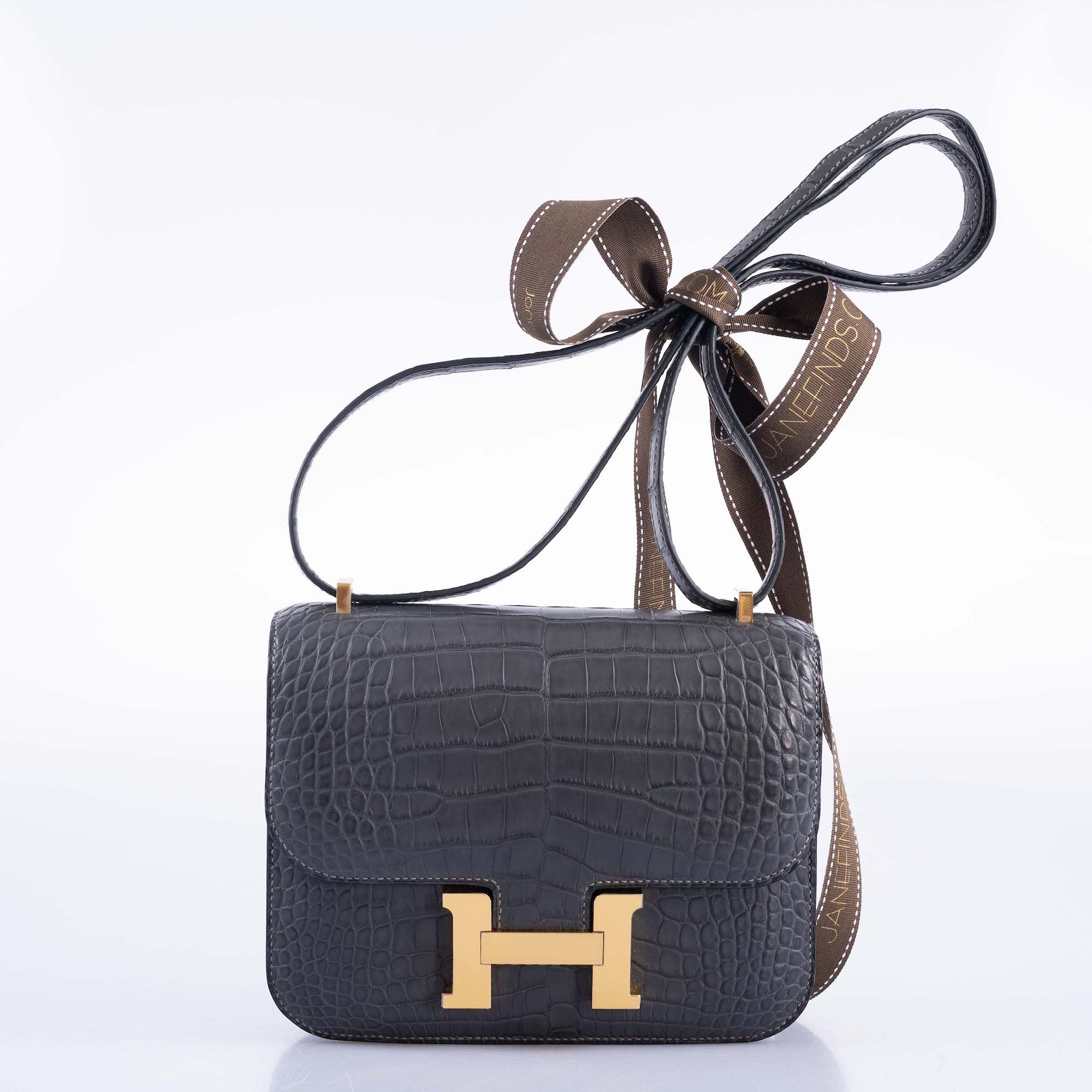 Hermès Constance 18 Graphite Matte Alligator Gold Hardware