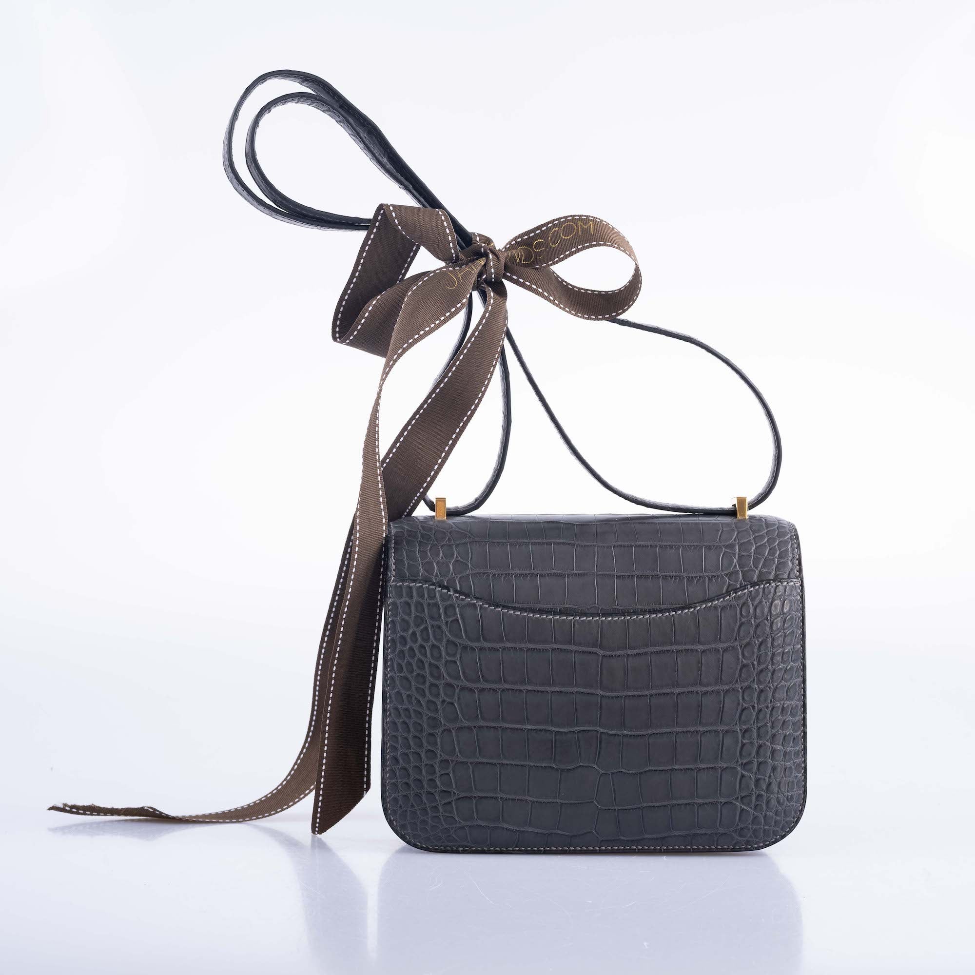 Hermès Constance 18 Graphite Matte Alligator Gold Hardware
