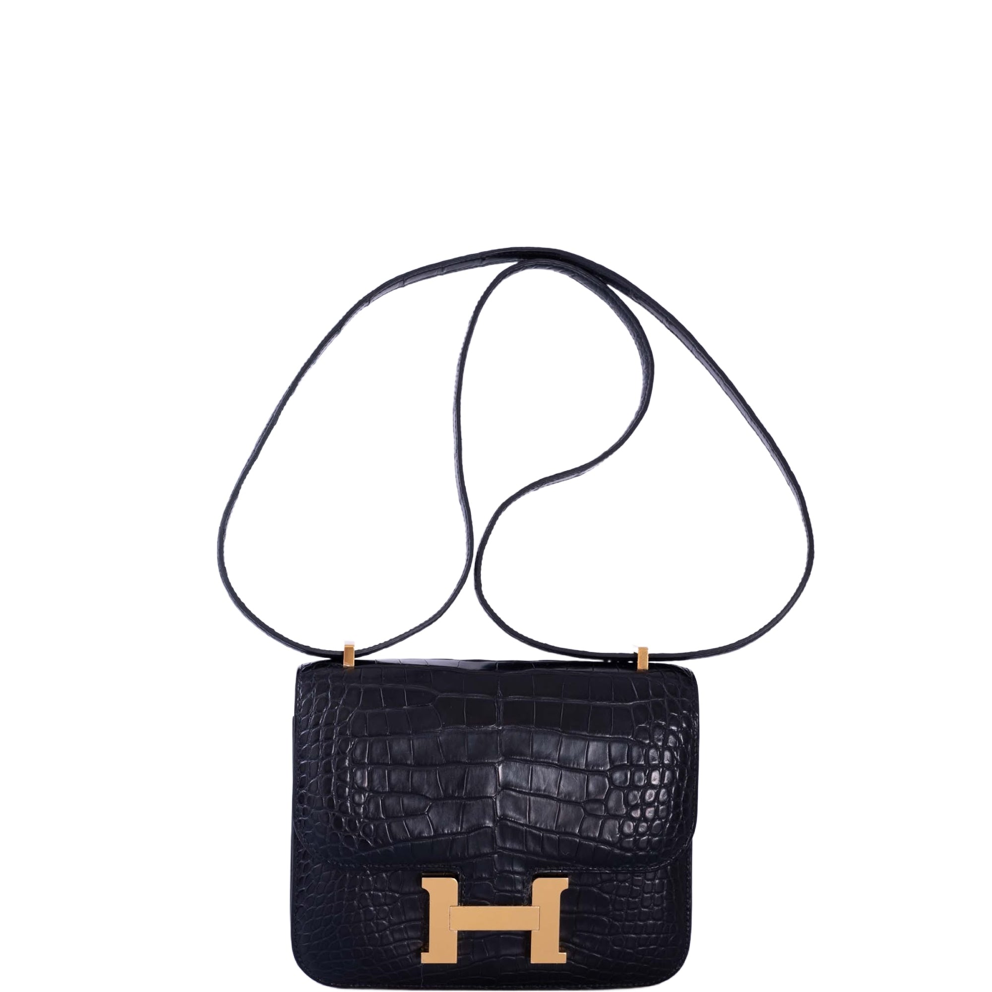 Hermès Constance 18 Matte Black Alligator with Gold JANEFINDS