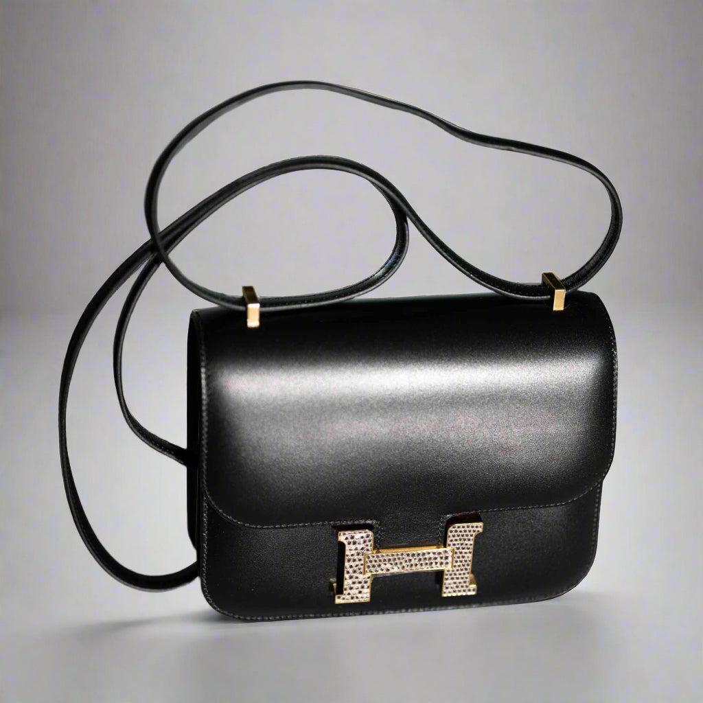 Hermès Constance 18 Mini III Mirror Bag Black Tadelakt and Ombré Lizard Hardware
