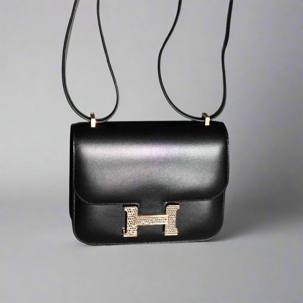 Hermès Constance 18 Mini III Mirror Bag Black Tadelakt and Ombré Lizard Hardware