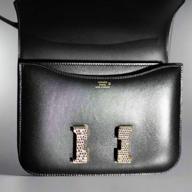 Hermès Constance 18 Mini III Mirror Bag Black Tadelakt and Ombré Lizard Hardware