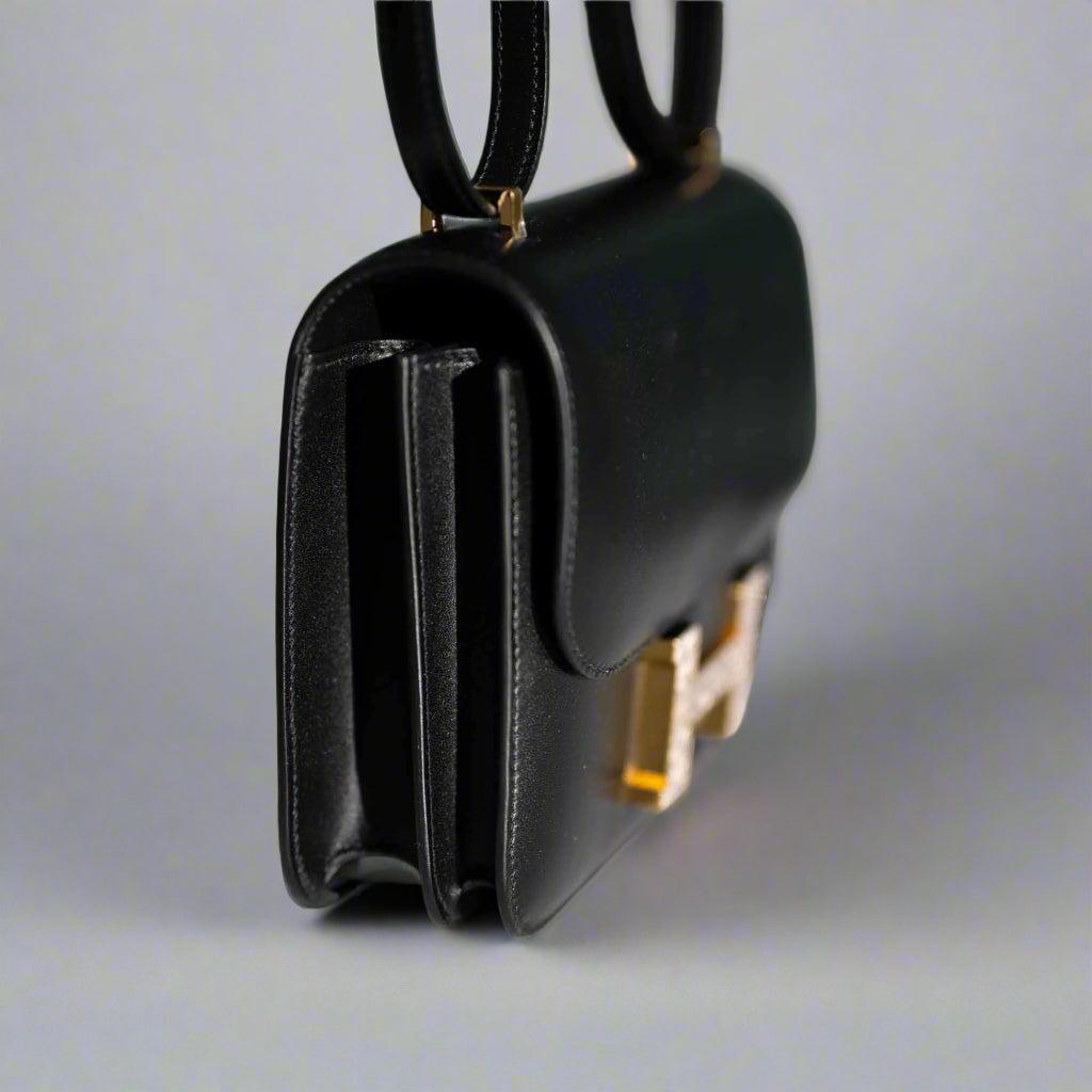 Hermès Constance 18 Mini III Mirror Bag Black Tadelakt and Ombré Lizard Hardware