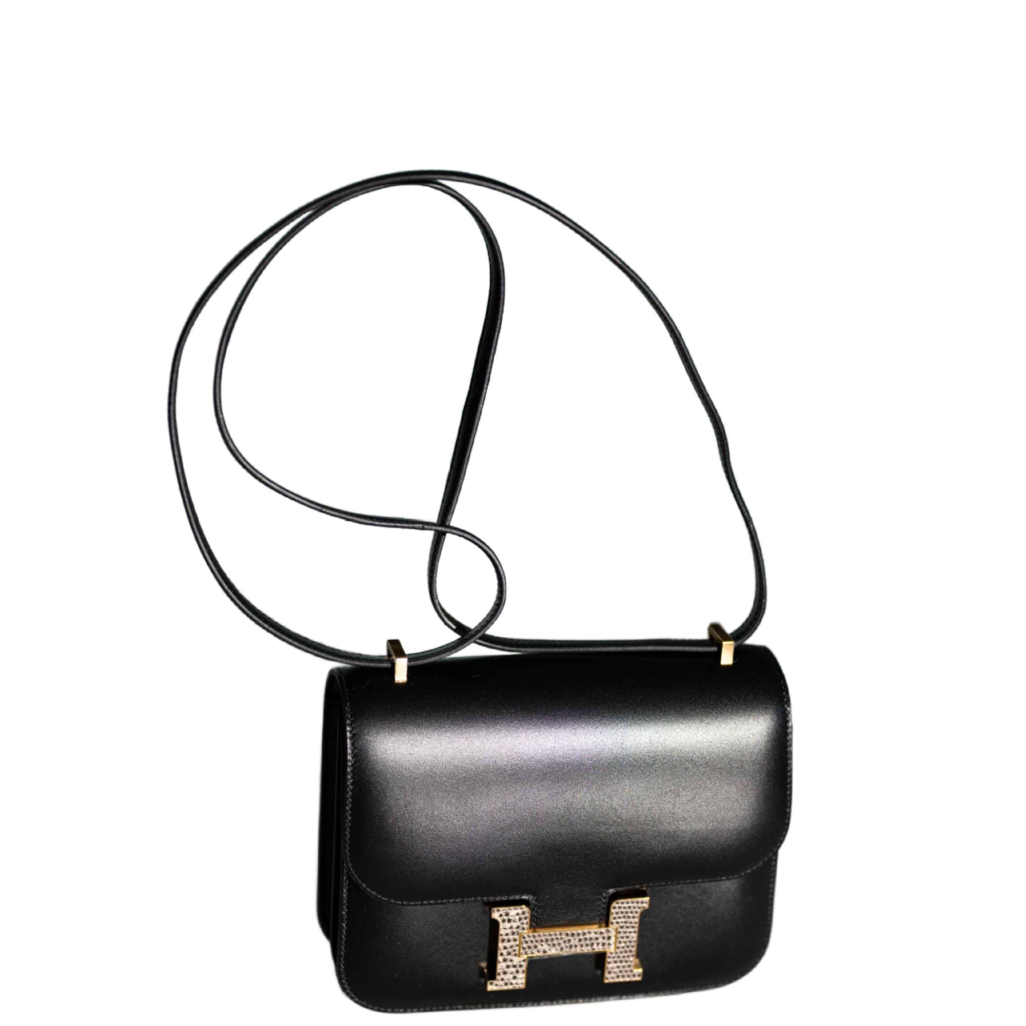 Hermès Constance 18 Mini III Mirror Bag Black Tadelakt and Ombré Lizard Hardware