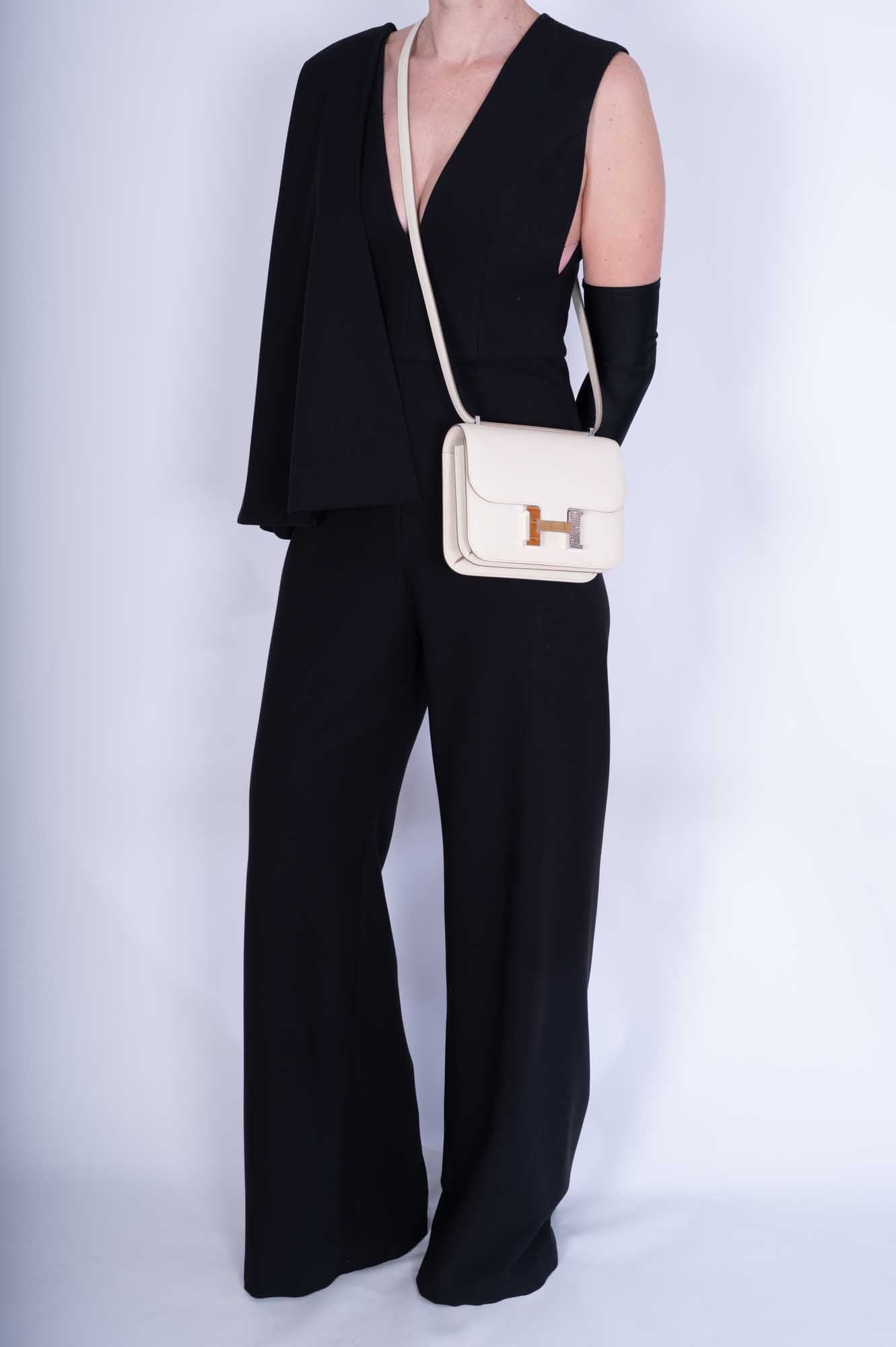 Hermès Constance 18 Mini III Mirror Bag Craie Epsom - Tabac, Camel, Sable and Ombré Lizard Hardware