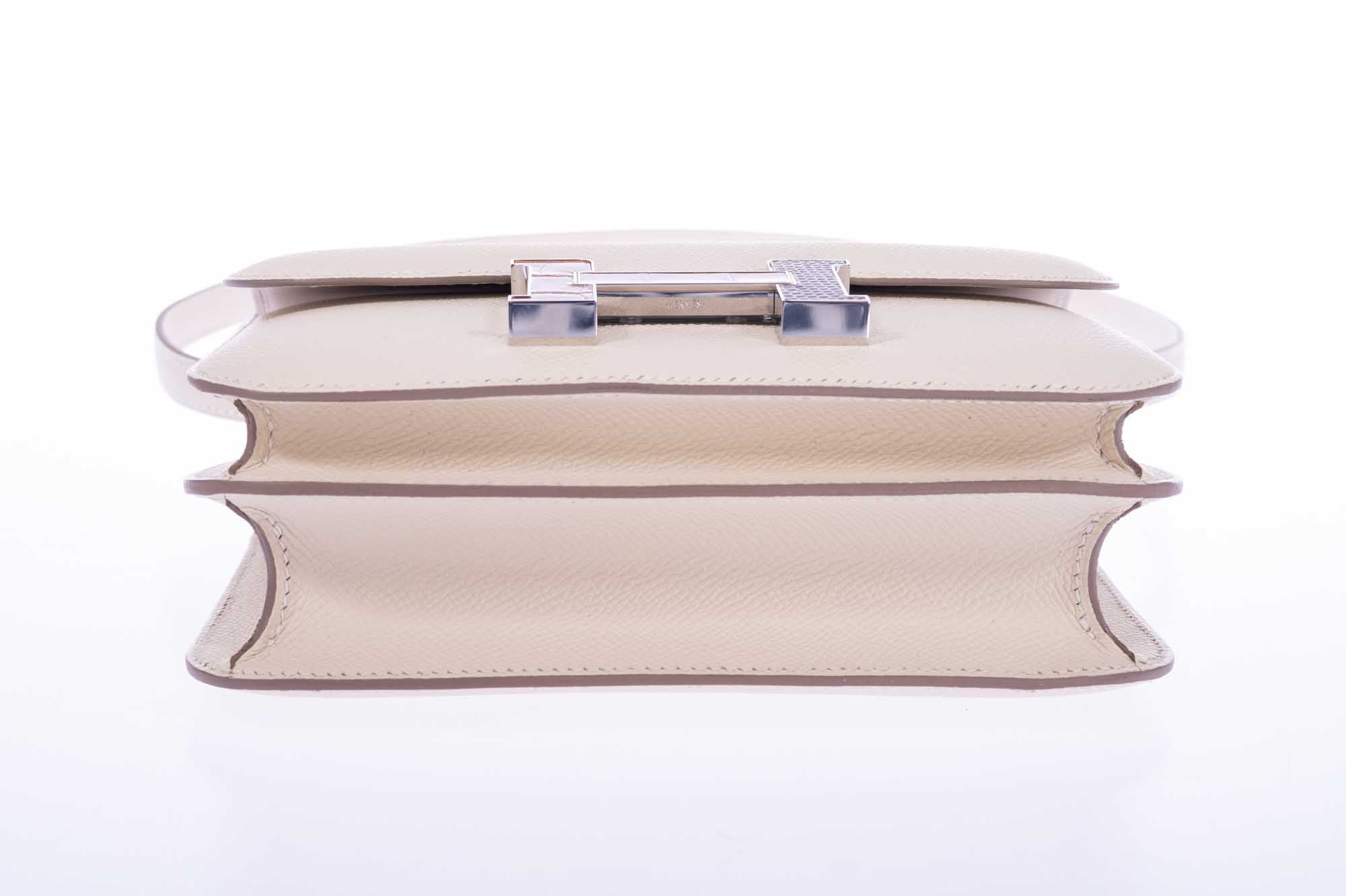 Hermès Constance 18 Mini III Mirror Bag Craie Epsom - Tabac, Camel, Sable and Ombré Lizard Hardware