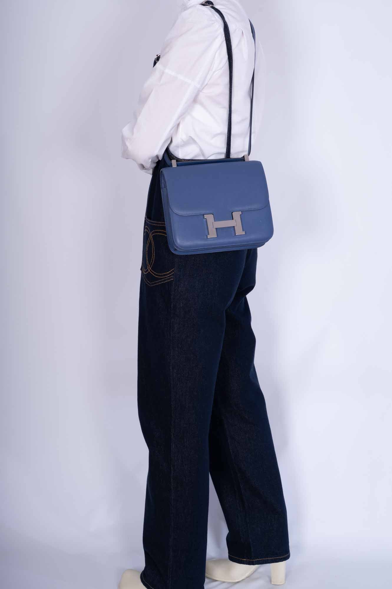 Hermès Constance 24 Bleu Brighton Evercolor Leather Palladium Hardware