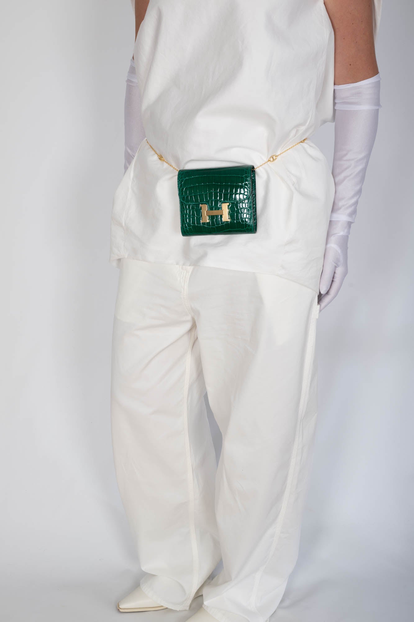 Hermès Constance Compact Wallet Vert Emerald Alligator Gold Hardware