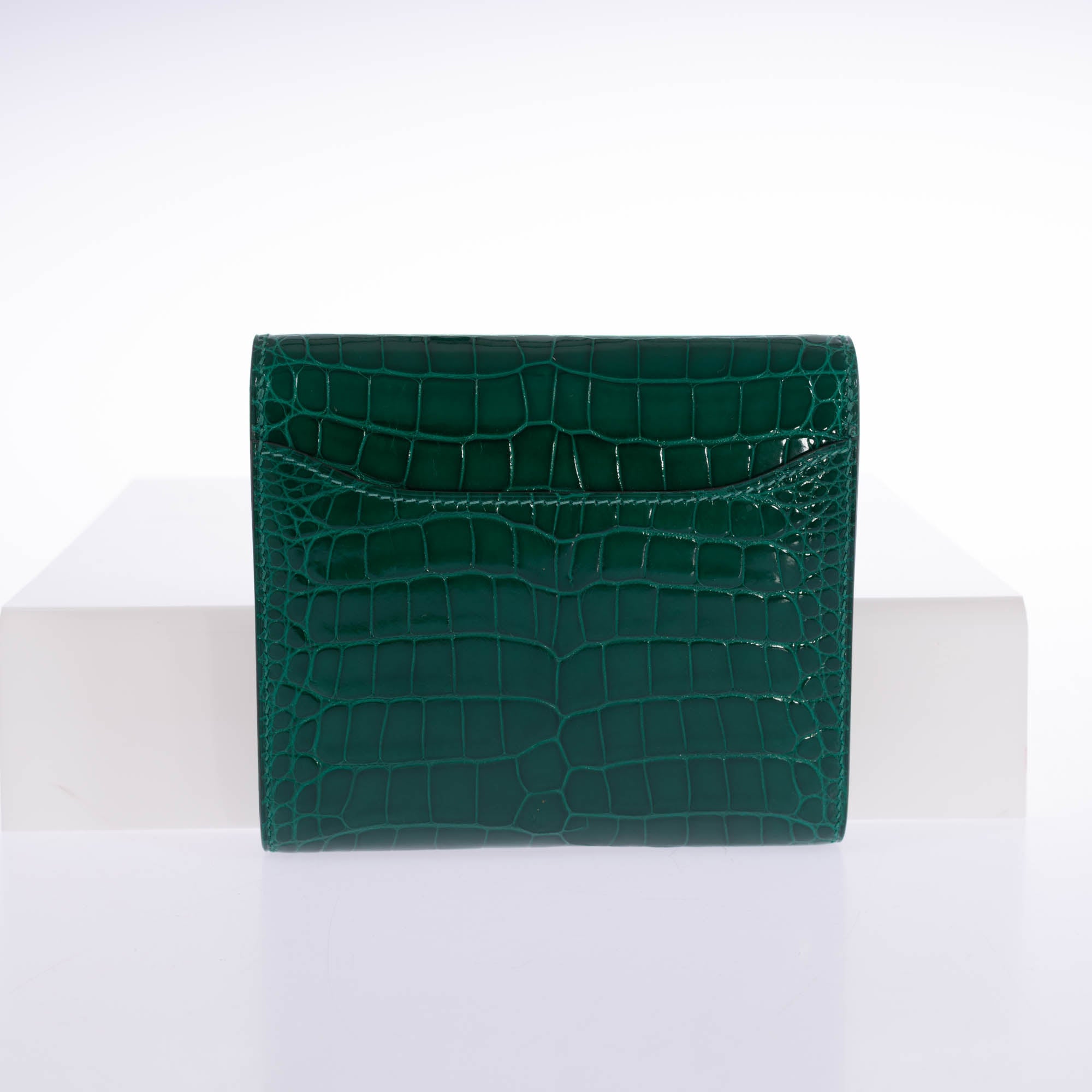Hermès Constance Compact Wallet Vert Emerald Alligator Gold Hardware