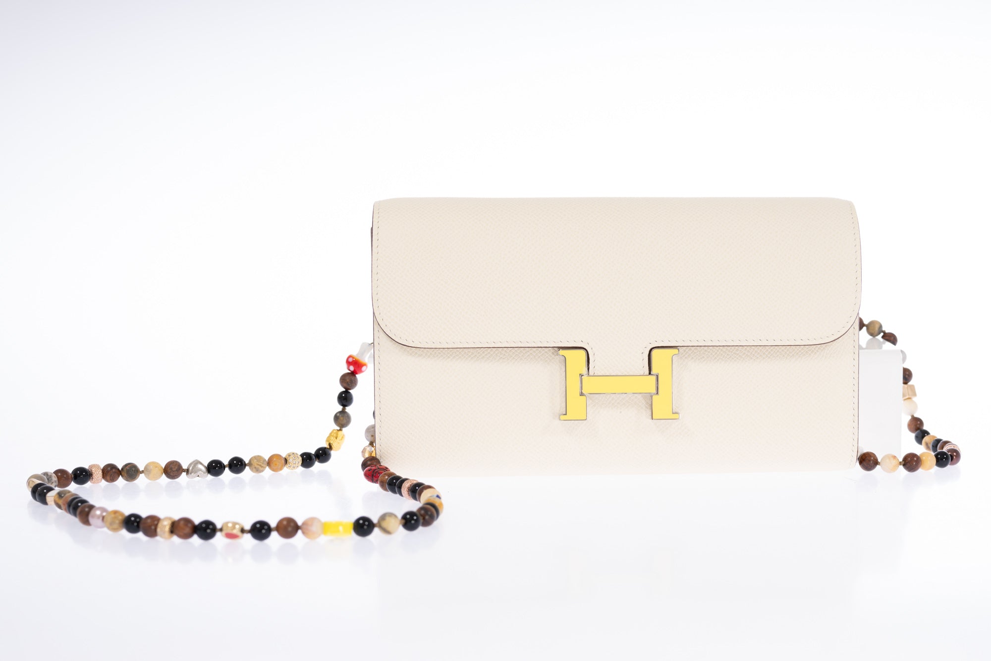 Hermès Constance Long To Go Wallet Nata with Jaune Citron Enamel Buckle