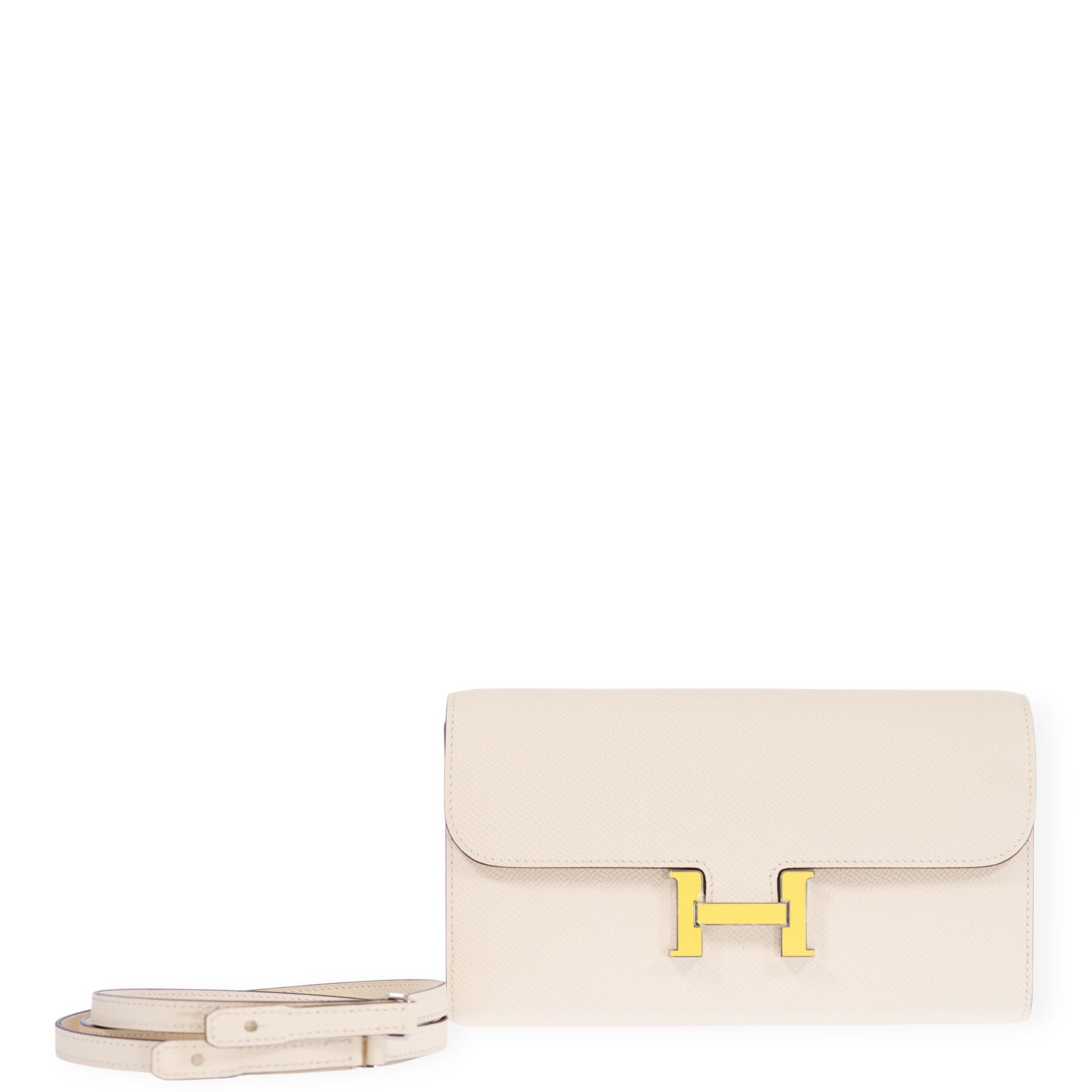 Hermès Constance Long To Go Wallet Nata with Jaune Citron Enamel Buckle