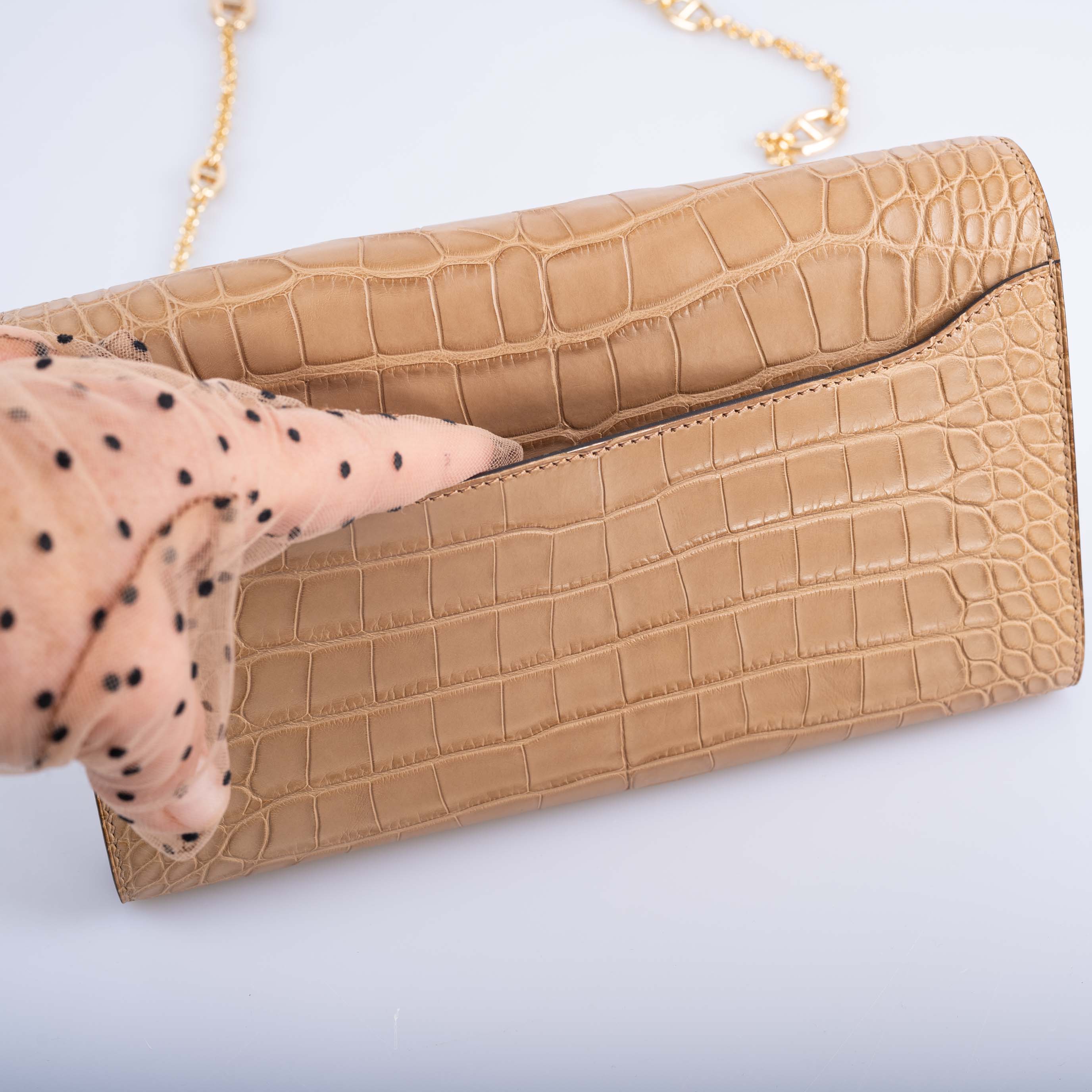 Hermès Constance Long Wallet Chai Matte Alligator Gold Hardware