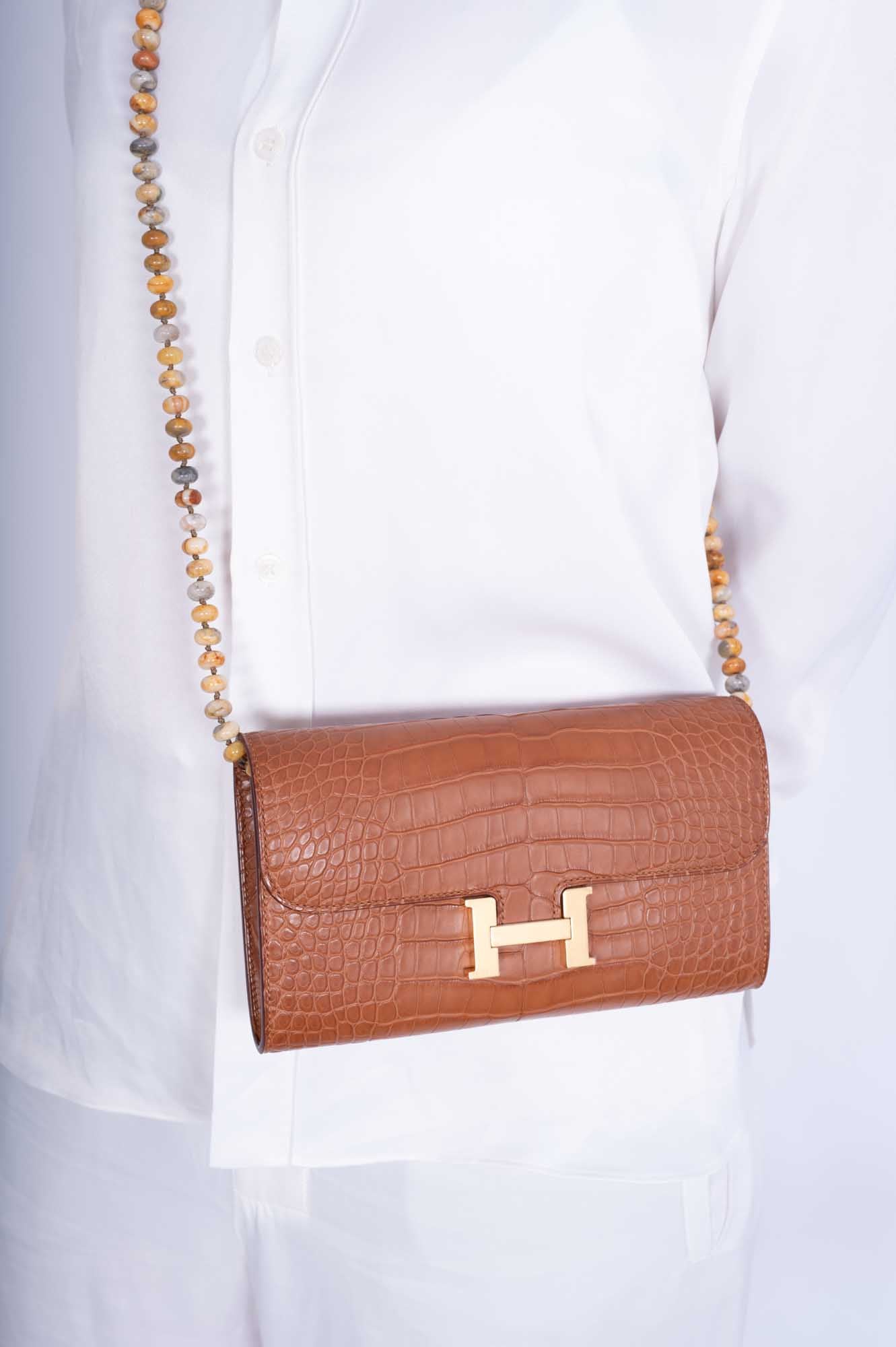 Hermès Constance Long Wallet Gold Matte Alligator Gold Hardware