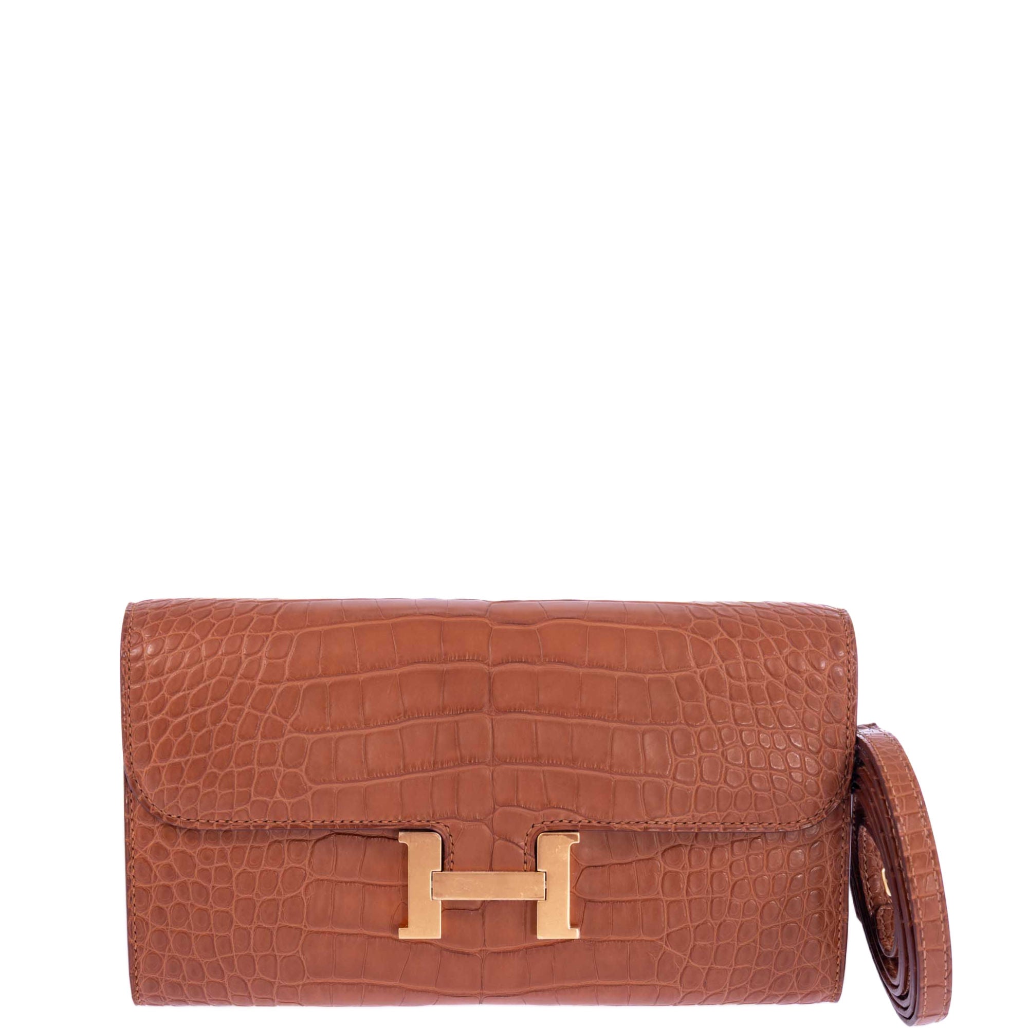 Hermès Constance Long Wallet Gold Matte Alligator Gold Hardware