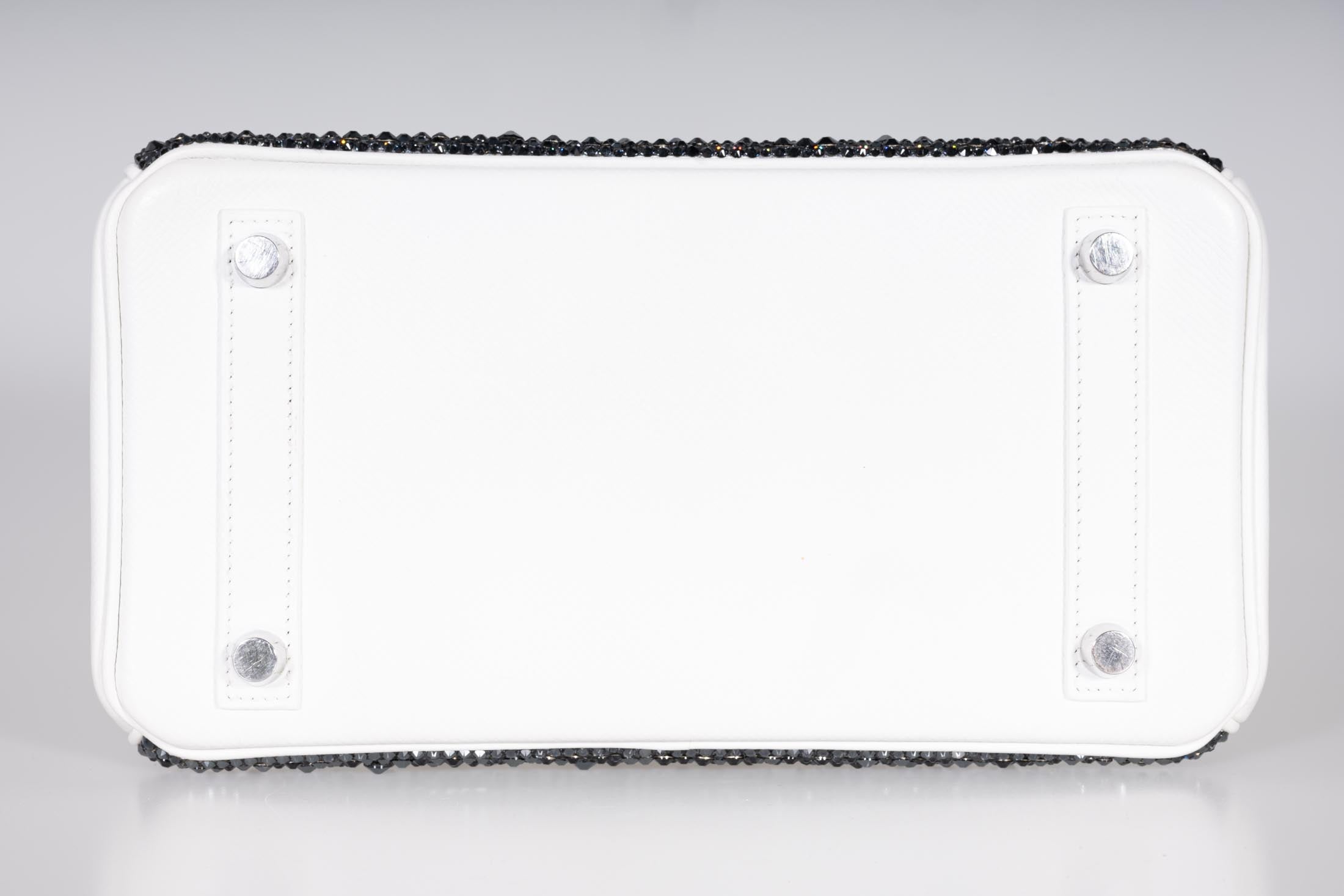 Hermes Custom Swarovski Crystal Birkin 25 White Epsom Palladium Hardware
