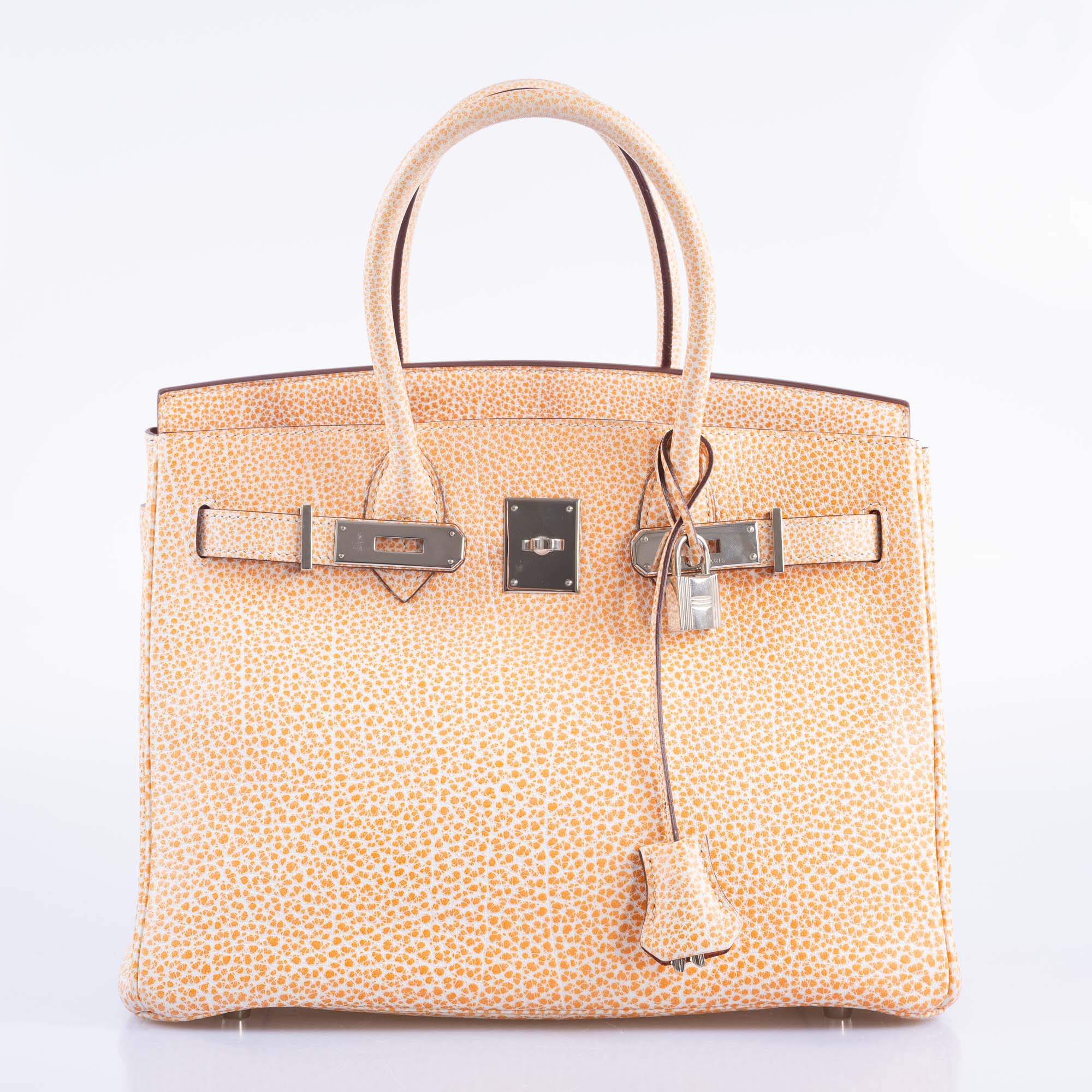 Hermès Dalmatian Birkin 30 Orange H Buffalo Palladium Hardware