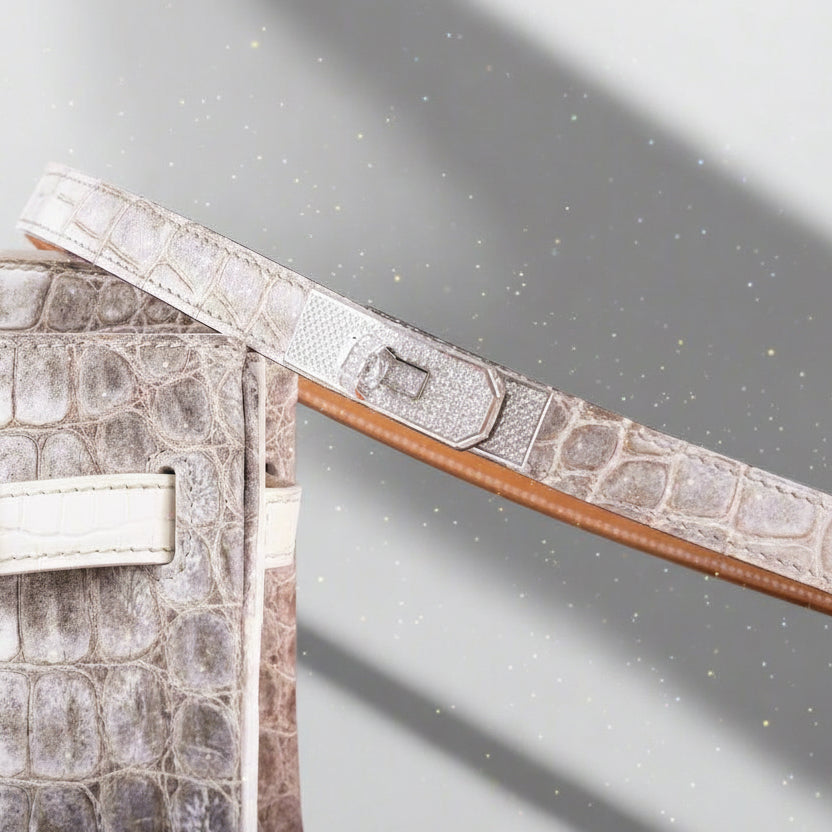 Hermès Diamond Himalaya Kelly Belt Matte Nilo Crocodile 18K White Gold & Diamond Hardware