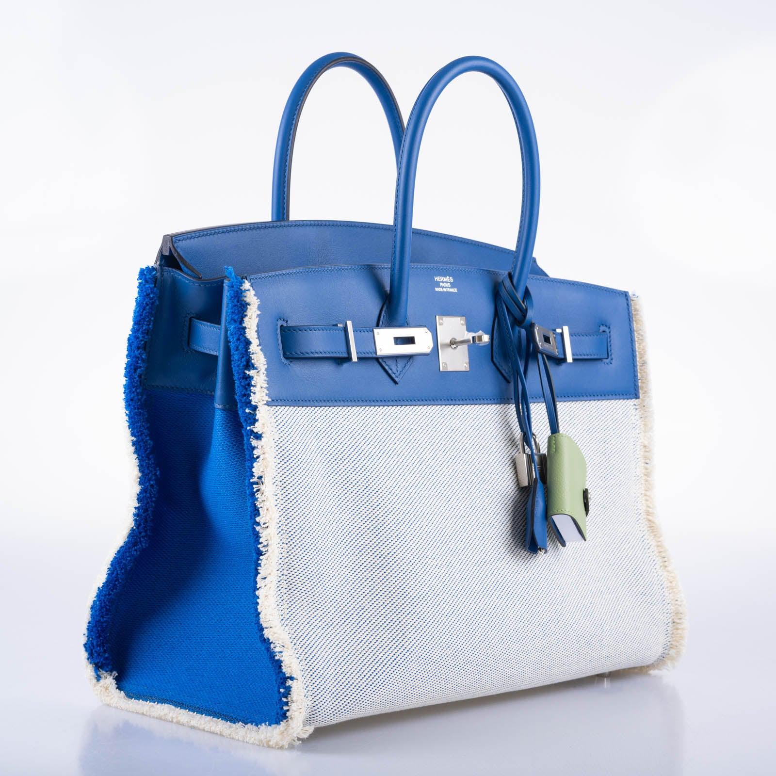 Hermès Fray Fray Birkin 35 Sellier Bleu France Swift and Twill H Canvas Palladium Hardware