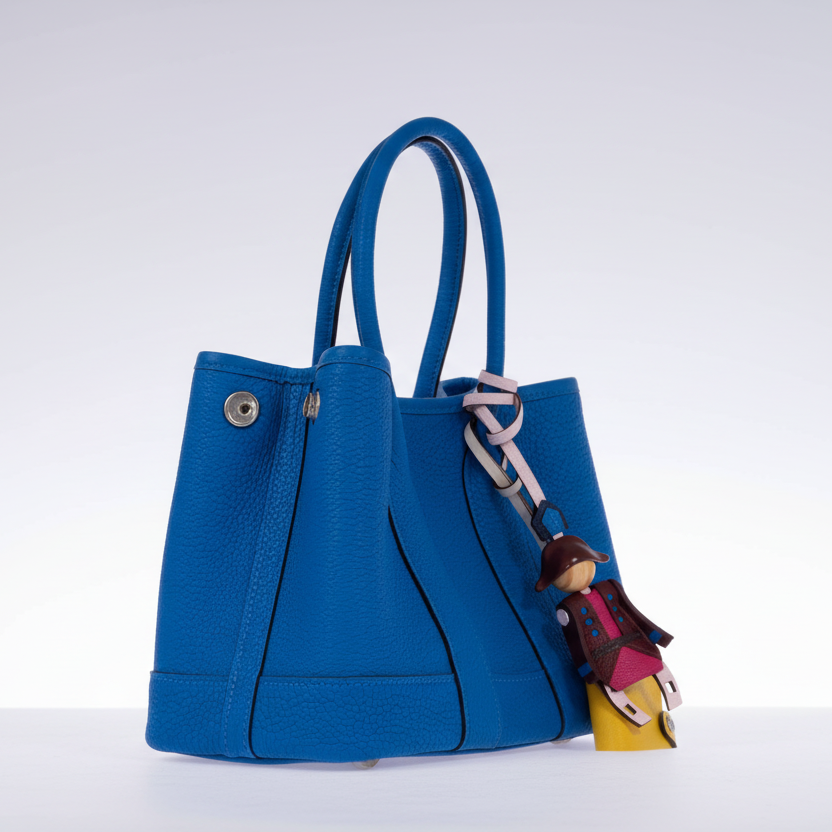 Hermès Garden Party 30 (TPM) Blue Hydra Negonda Leather Palladium Hardware