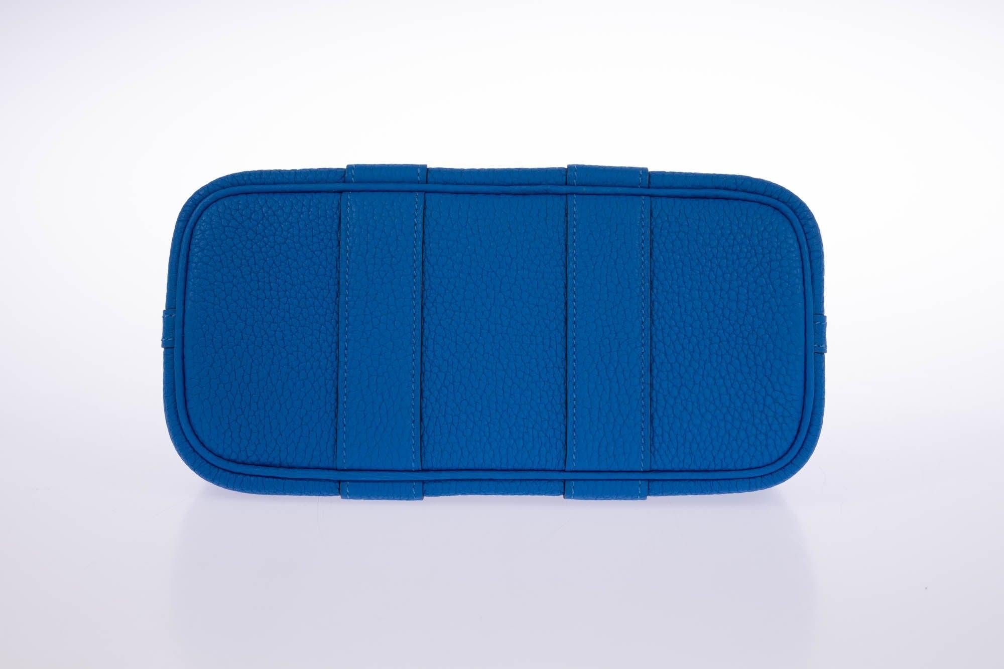 Hermès Garden Party 30 (TPM) Blue Hydra Negonda Leather Palladium Hardware