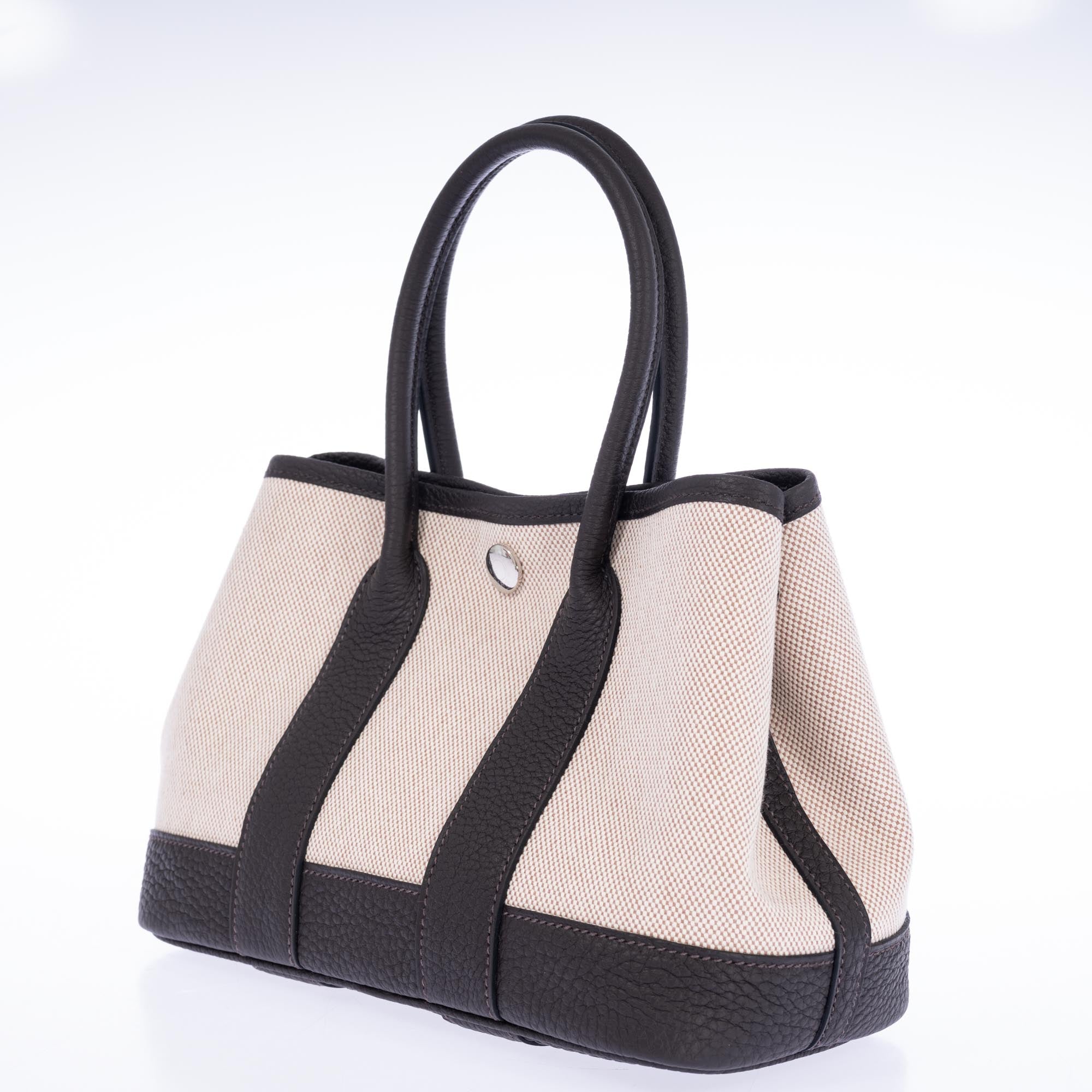 Hermès Garden Party Micro in Toile H Viking and Veau Negonda Ébène