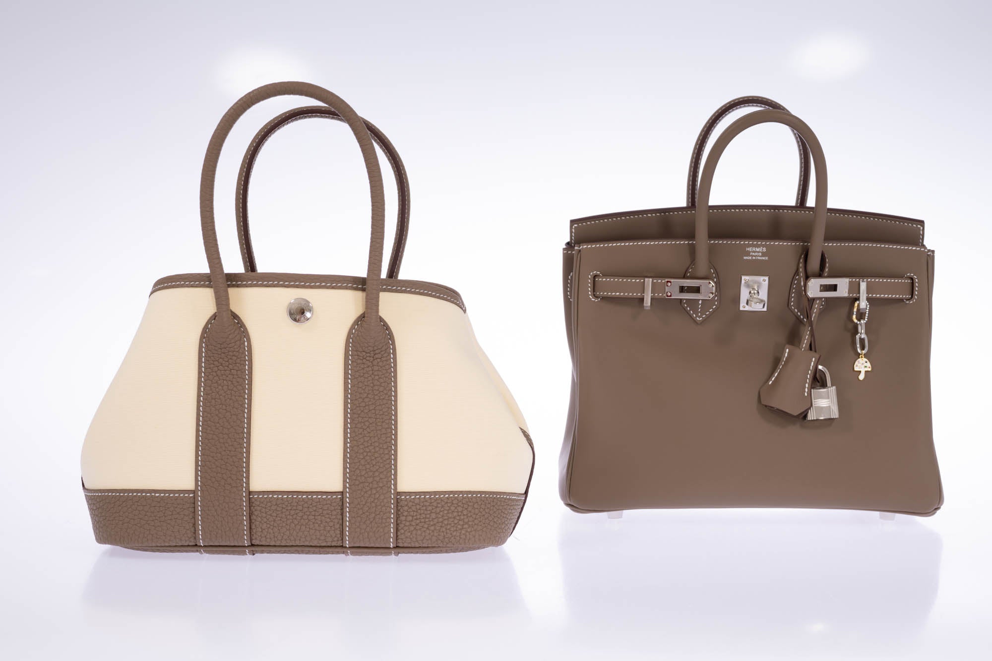 Hermès Garden Party Neo 23 Vanille Toile Officier & Étoupe Negonda Palladium Hardware