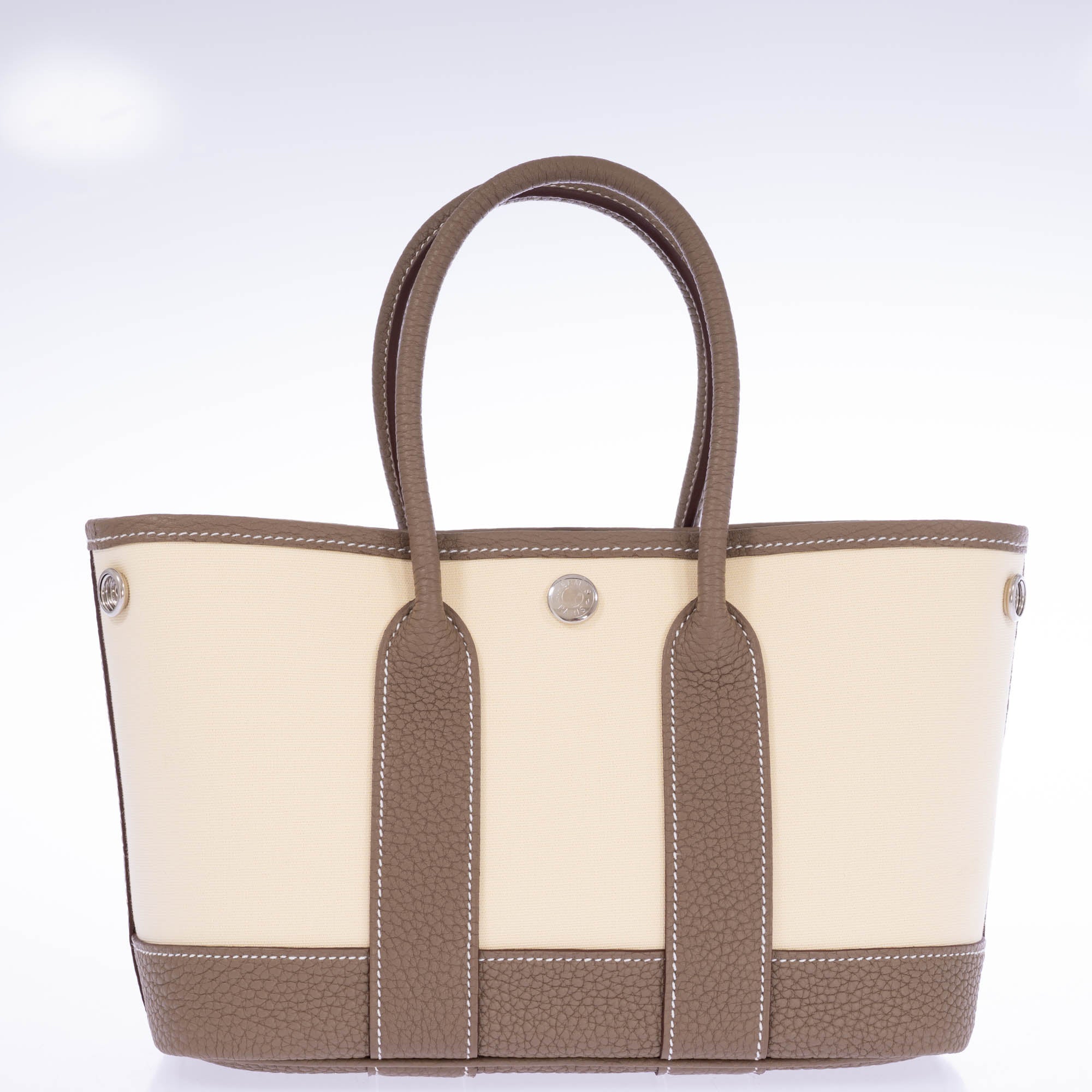 Hermès Garden Party Neo 23 Vanille Toile Officier & Étoupe Negonda Palladium Hardware