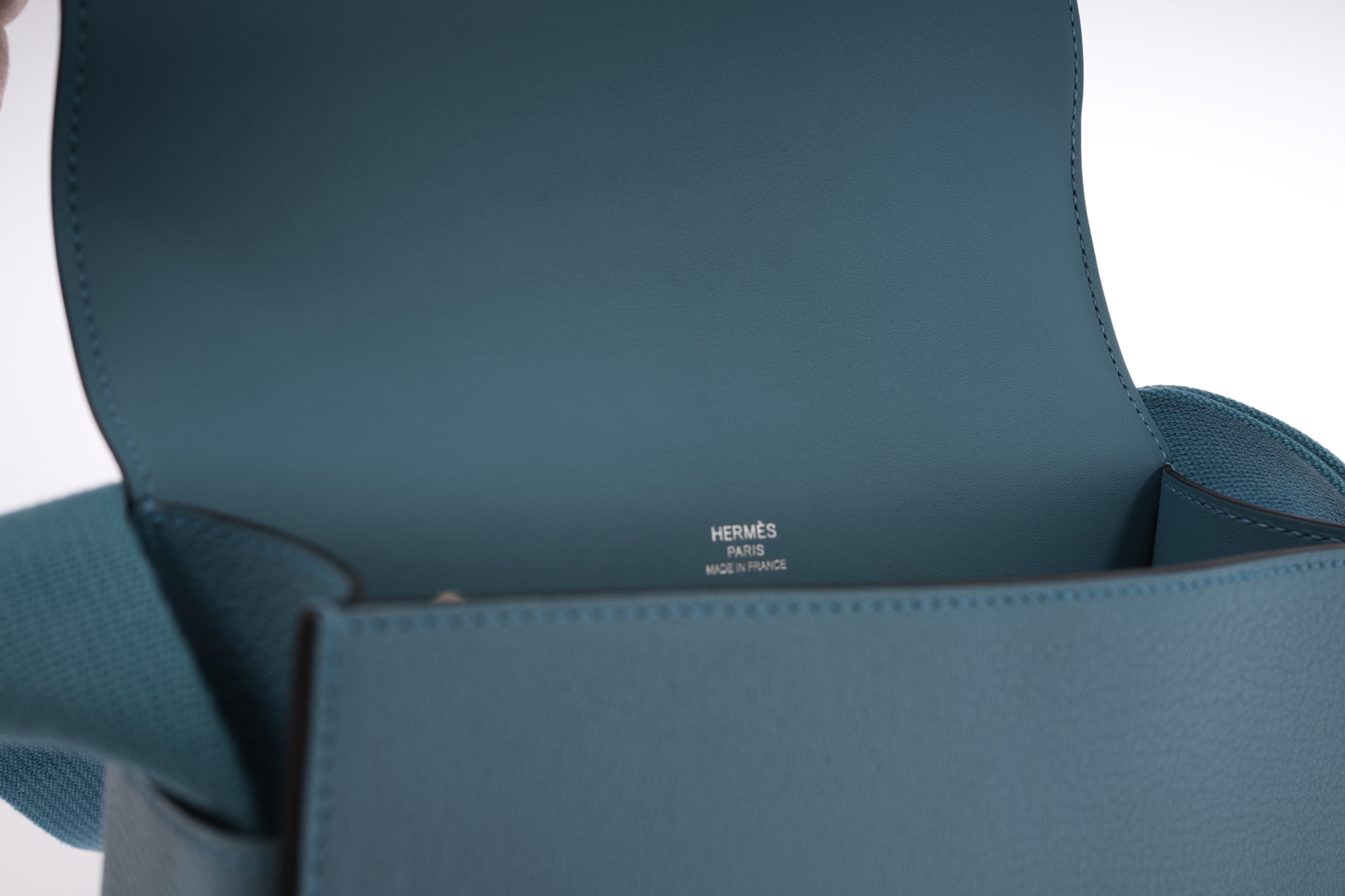 Hermès Geta Bag Blue Jean Chèvre Palladium Hardware