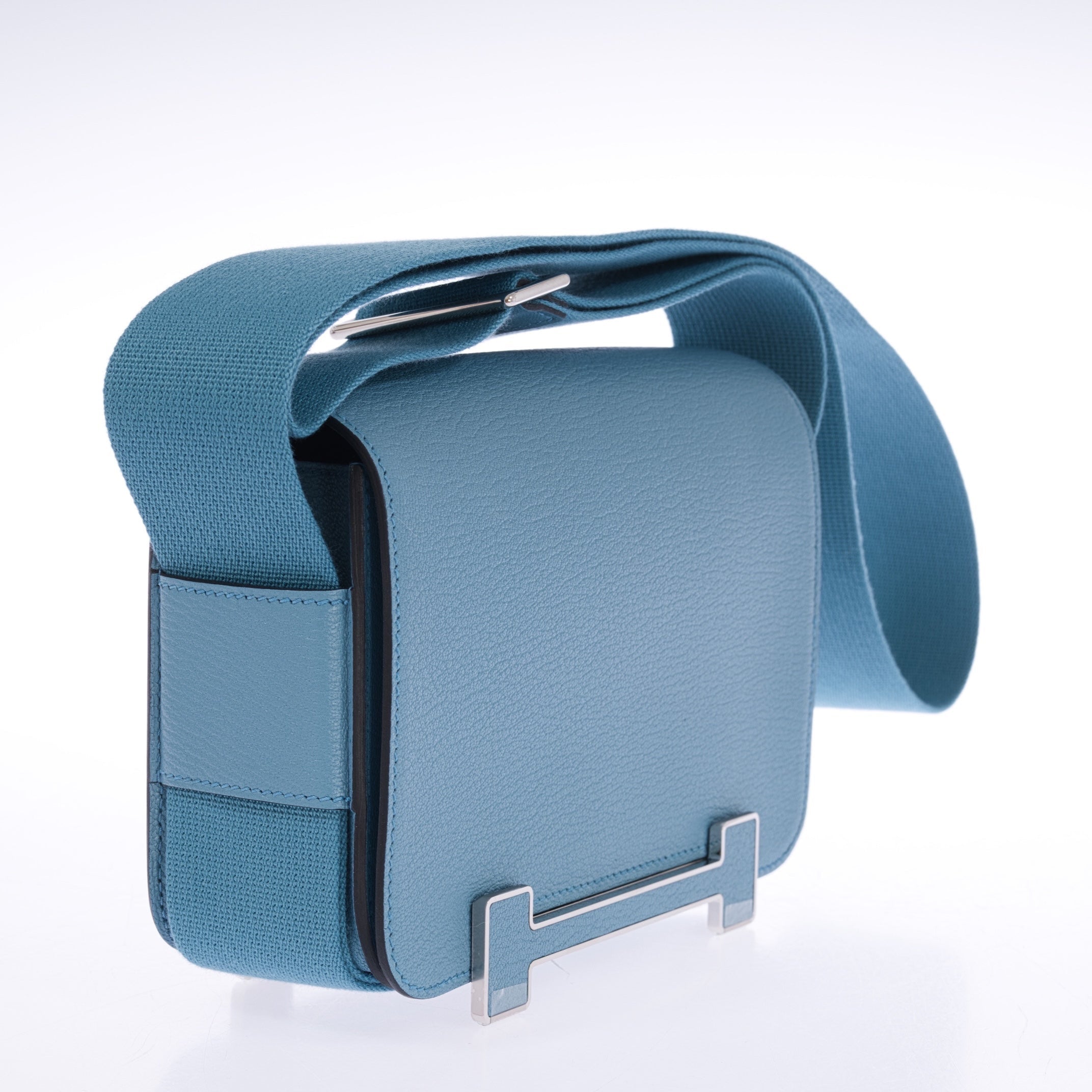 Hermès Geta Bag Blue Jean Chèvre Palladium Hardware