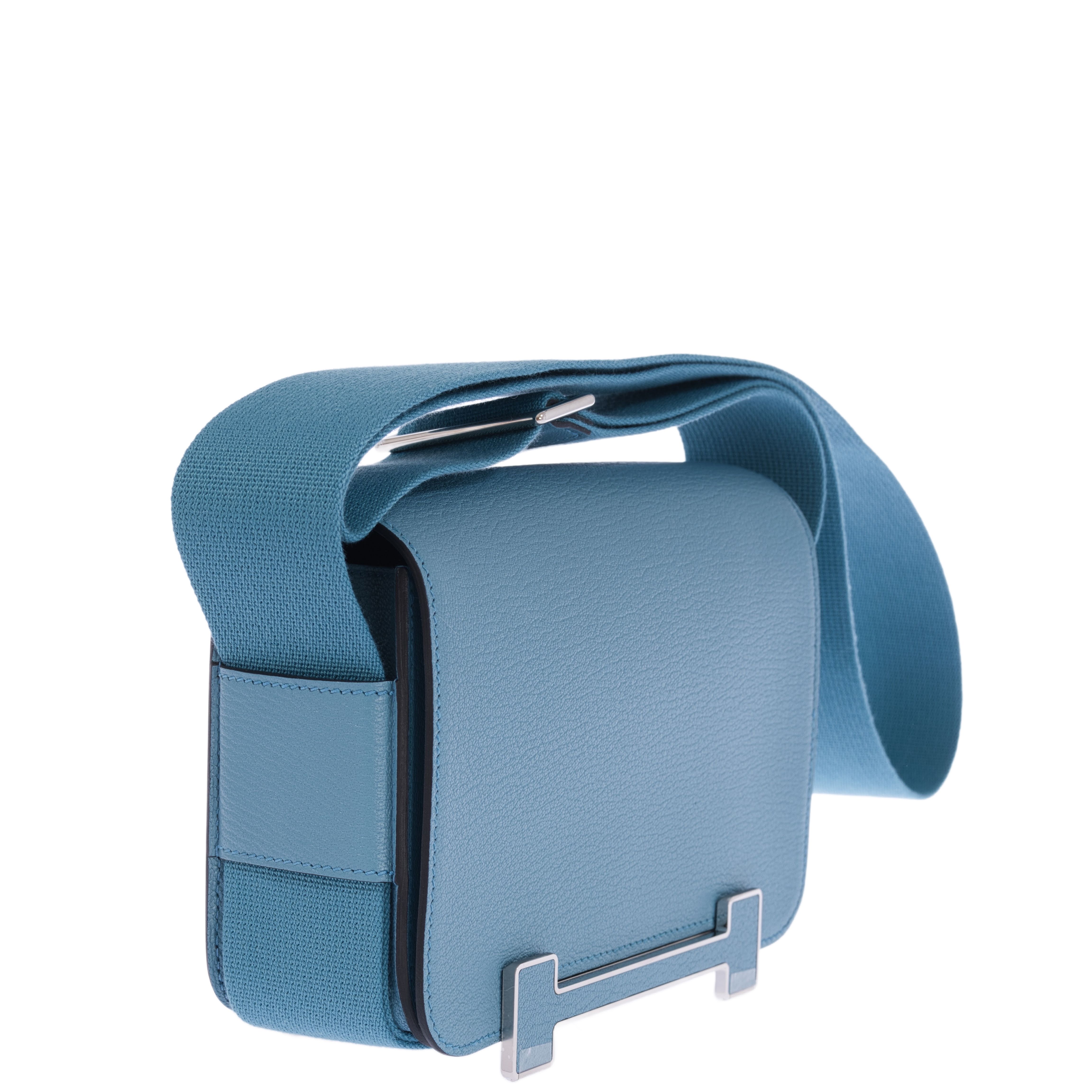 Hermès Geta Bag Blue Jean Chèvre Palladium Hardware
