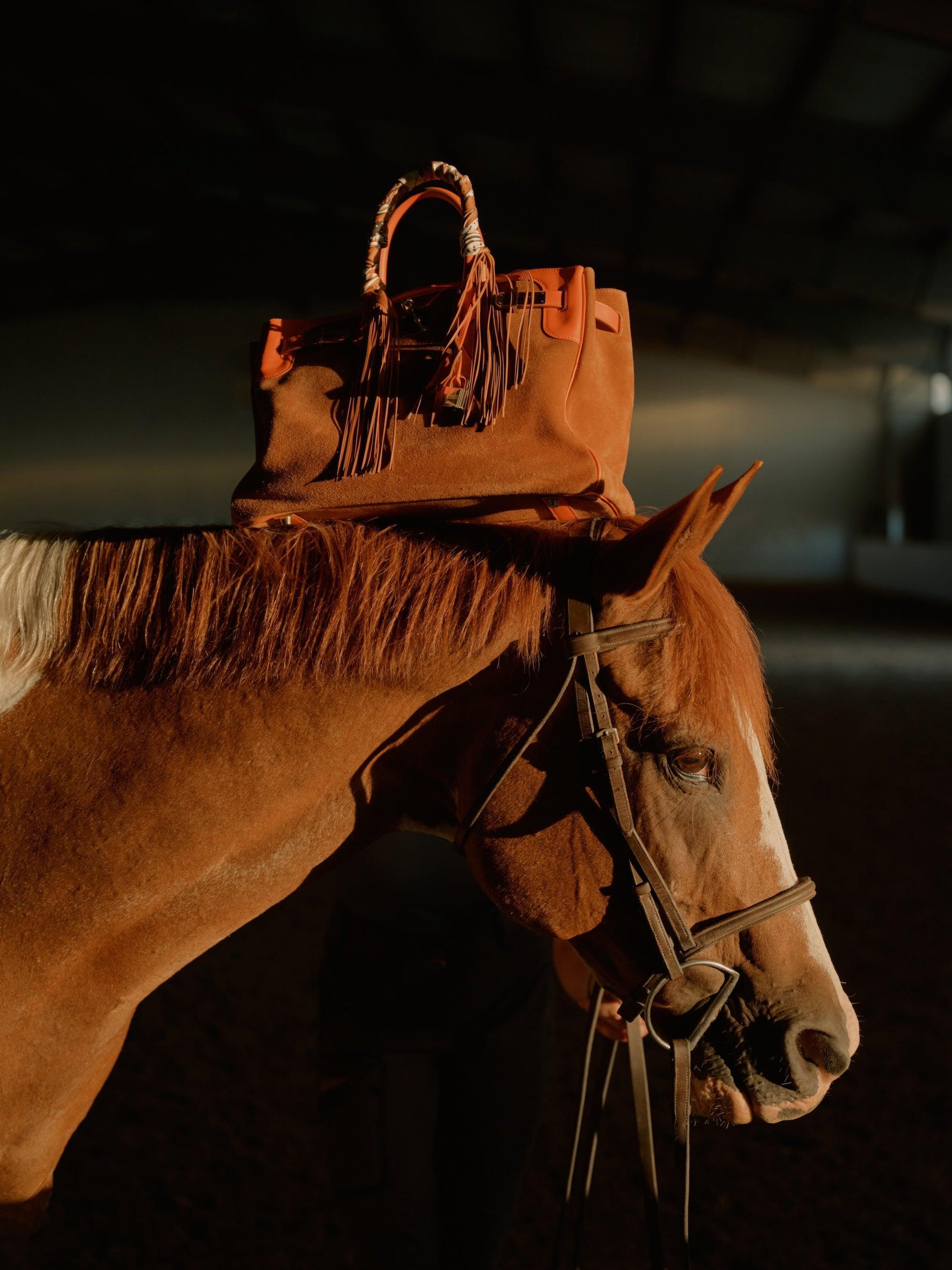 Hermès Grizzly Birkin 35 Capucine Evercolor and Fauve Suede Permabrass Hardware