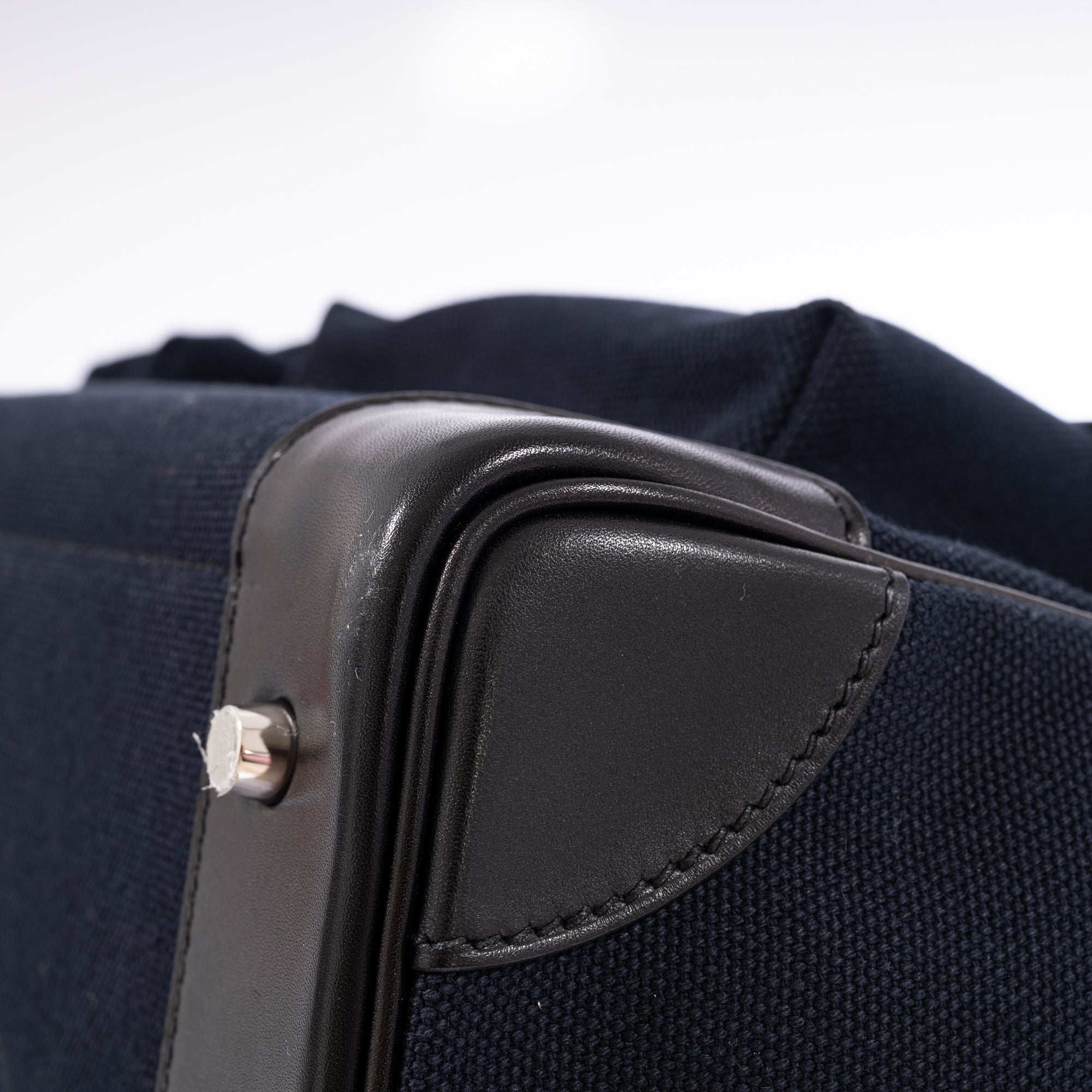 Hermès HAC 40 Cargo Bleu Marine Toile Black Box Calf Palladium Hardware