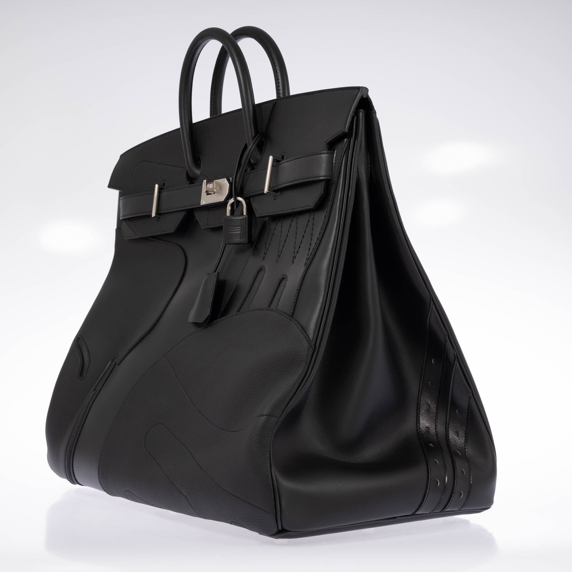 Hermès HAC 50 en Selle Noir Togo/Swift/Box Palladium Hardware