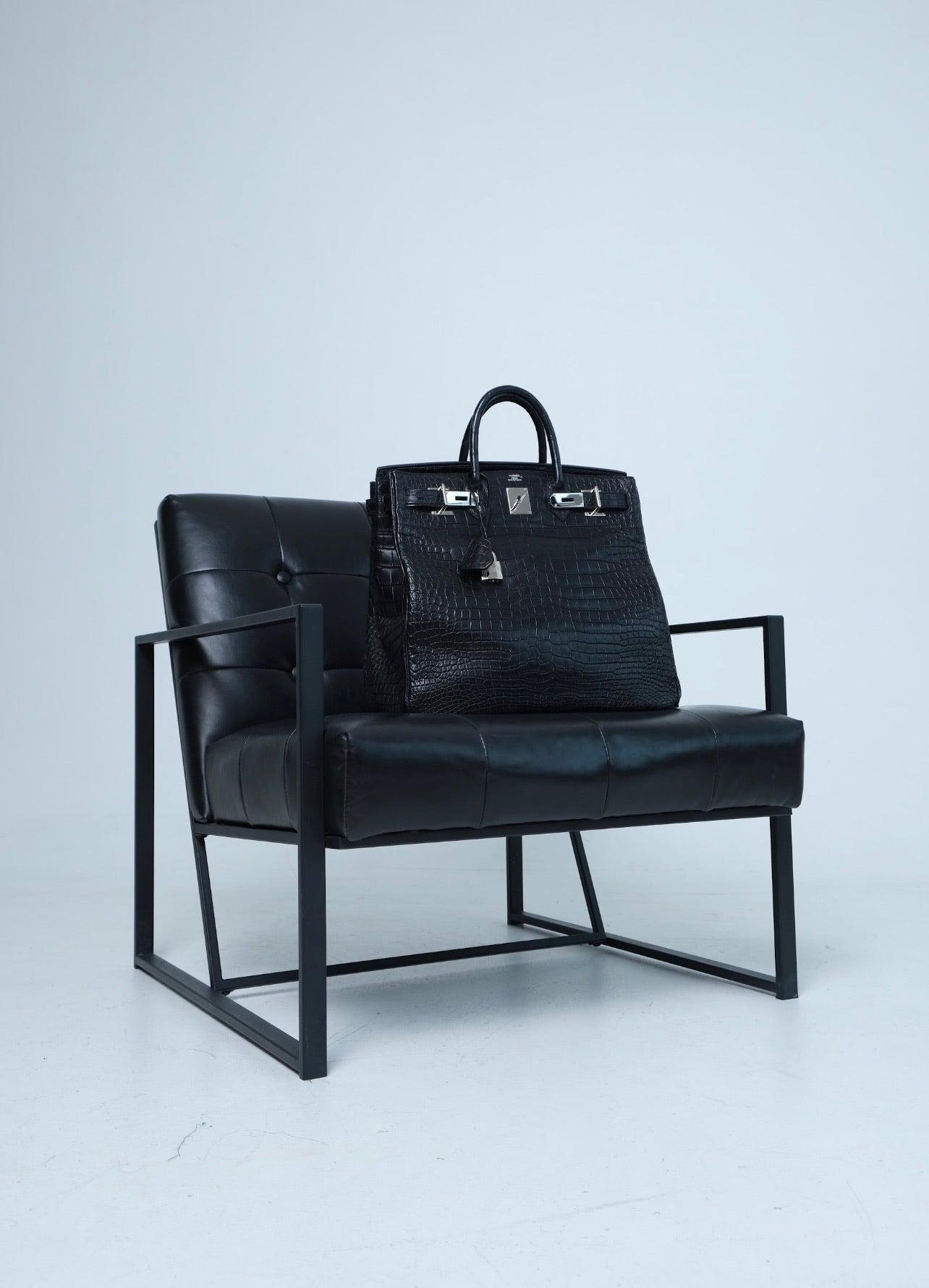 Hermès HAC Birkin 40 Black Matte Porosus Crocodile Palladium Hardware