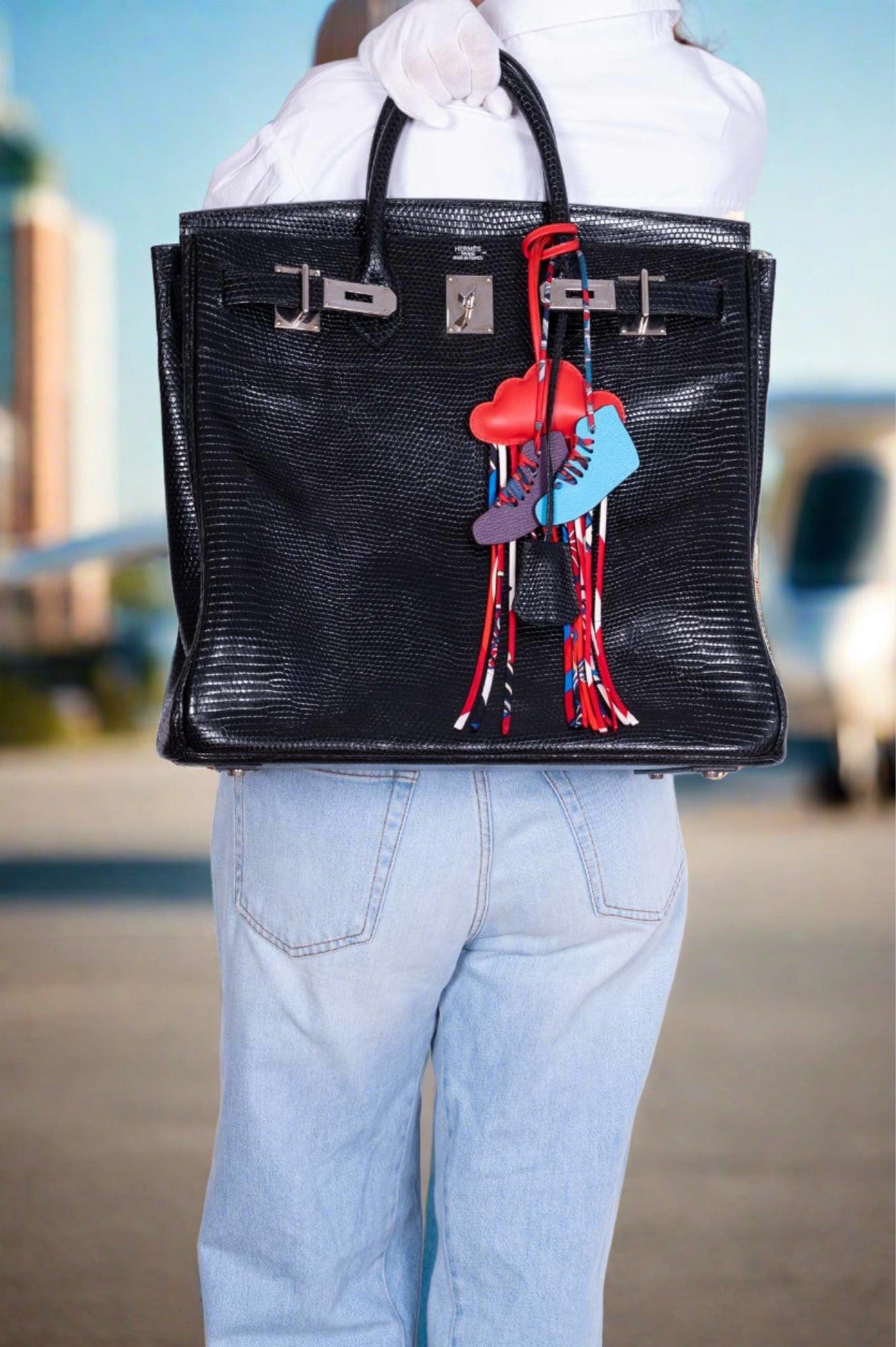Hermès HAC Birkin 40 Black Shiny Lizard Palladium Hardware